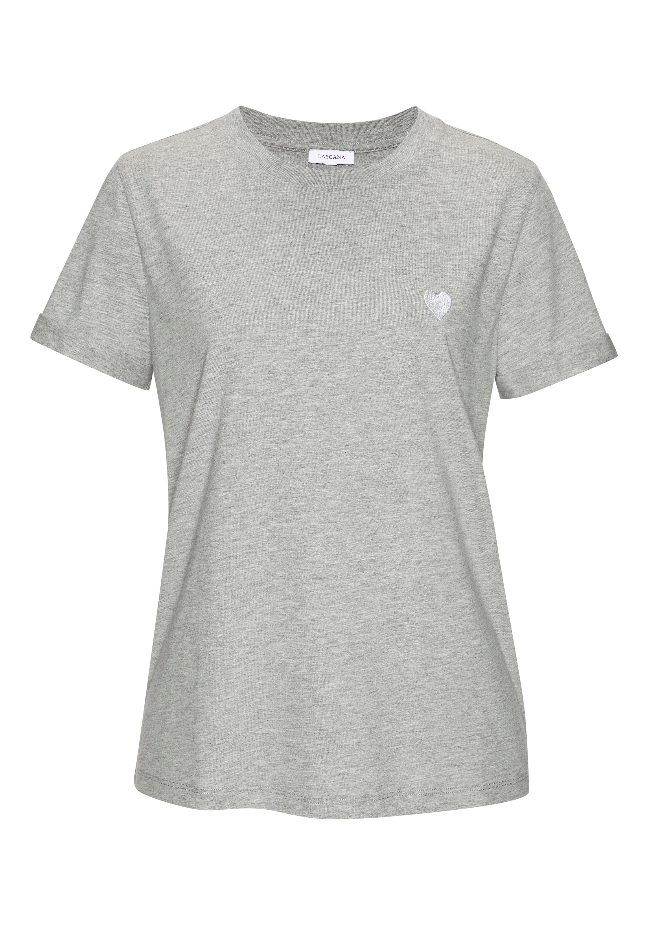 LASCANA T-Shirt mit süßer Herz-Stickerei, Kurzarmshirt aus Baumwolle günstig online kaufen