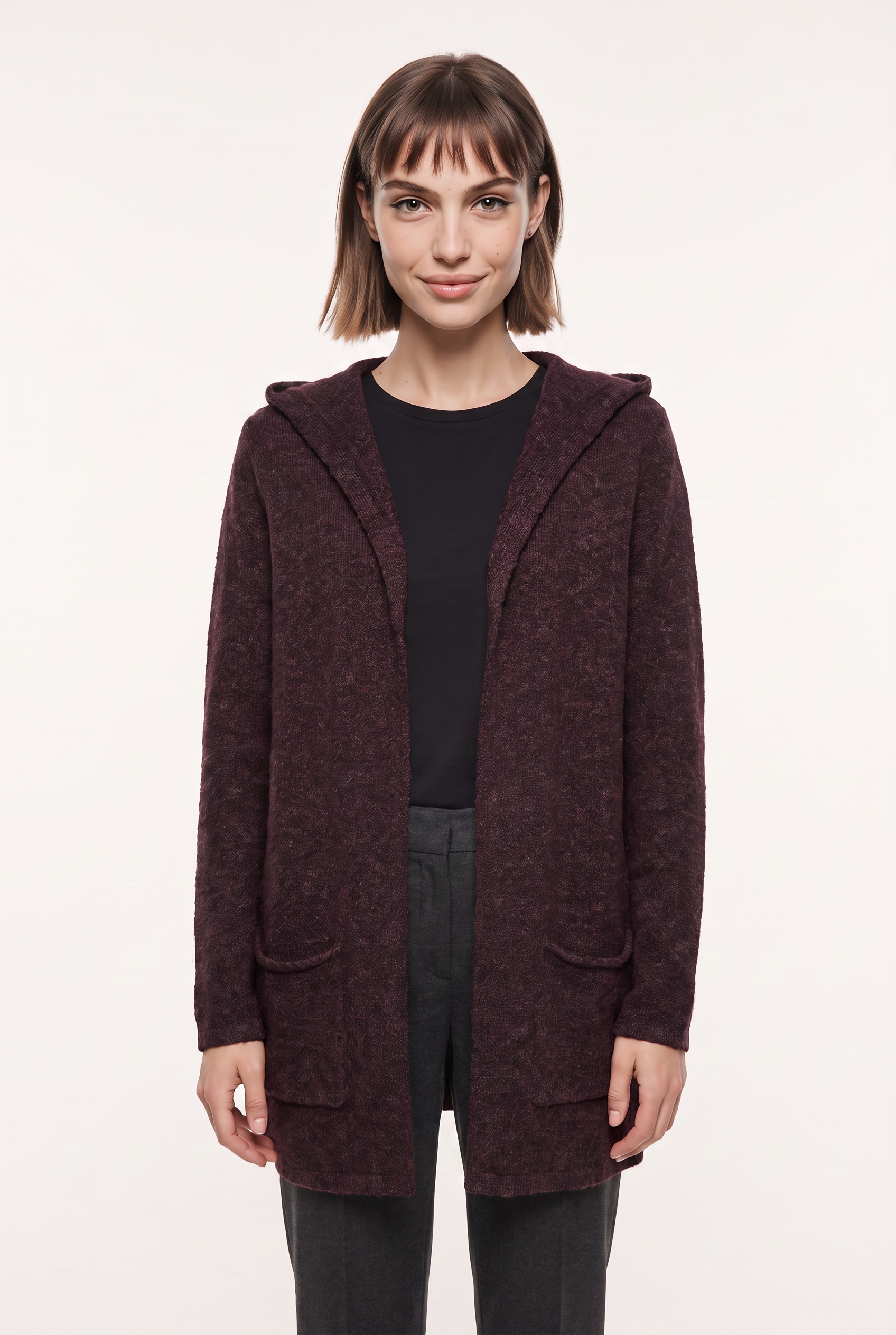 Vero Moda Strickjacke "VMDOFFY LS OPEN HOOD CARDIGAN GA NOOS" Materialmix, regular fit