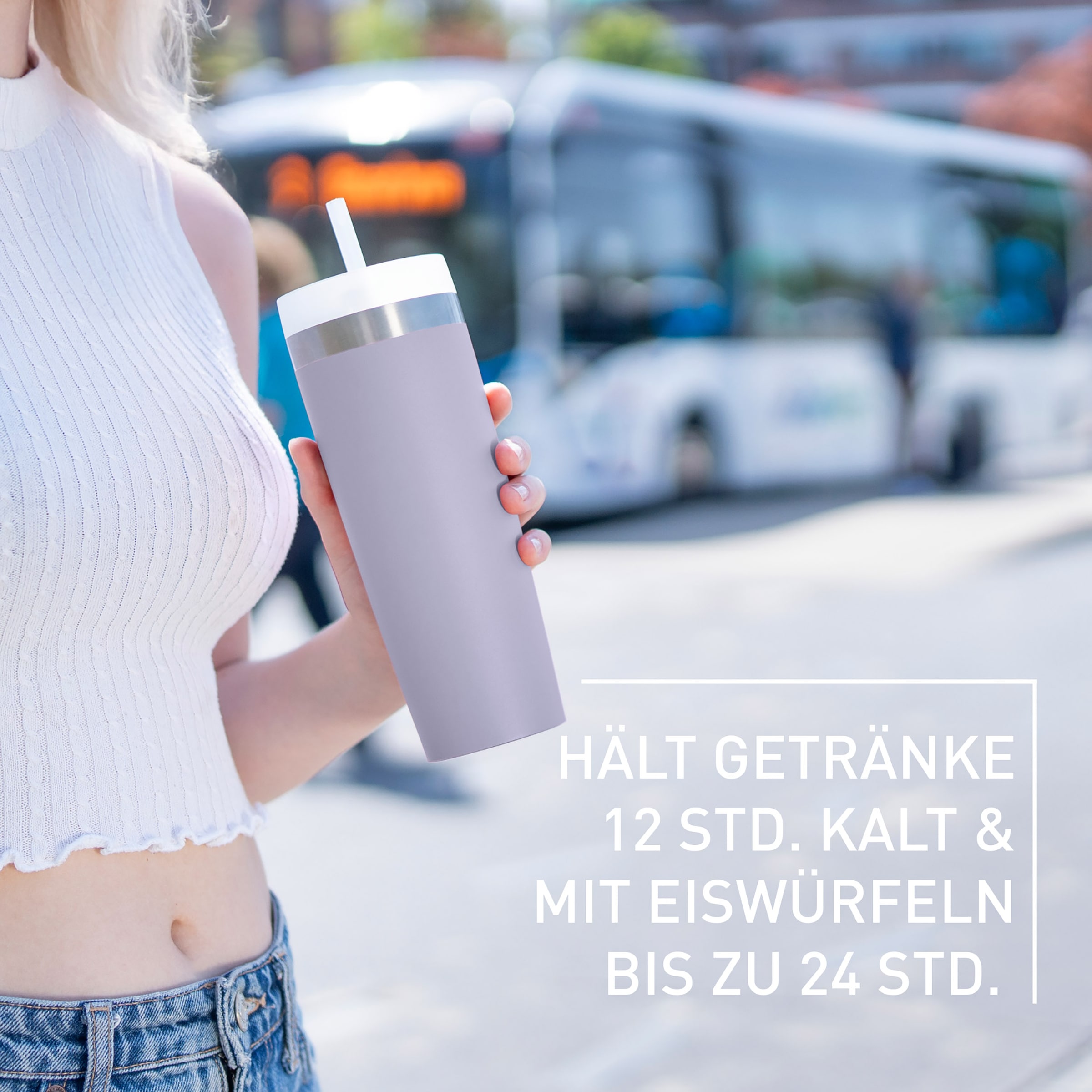 Emsa Isolierflasche »Travel Mug Cool³« 3 Deckelpositionen, für gängige Autohalterungen, inkl. Strohhalm