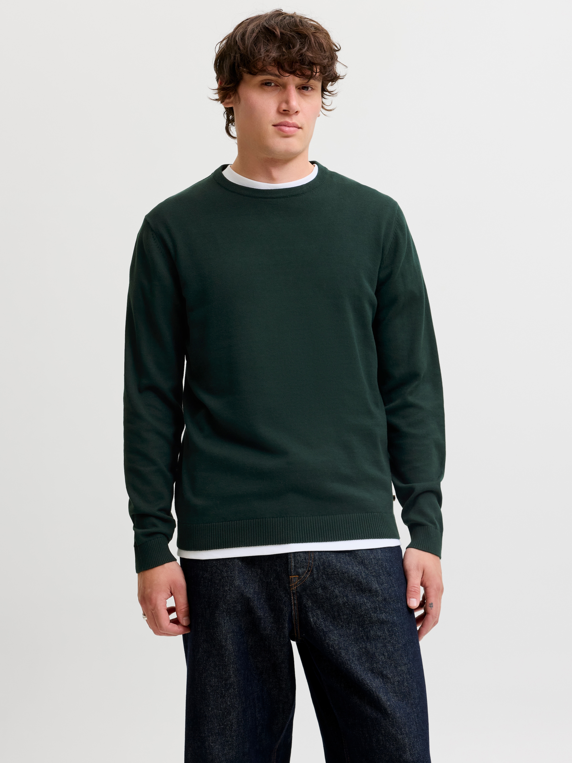 Jack & Jones Rundhalspullover "JJEBASIC KNIT CREW NECK NOOS" Baumwolle, regular fit