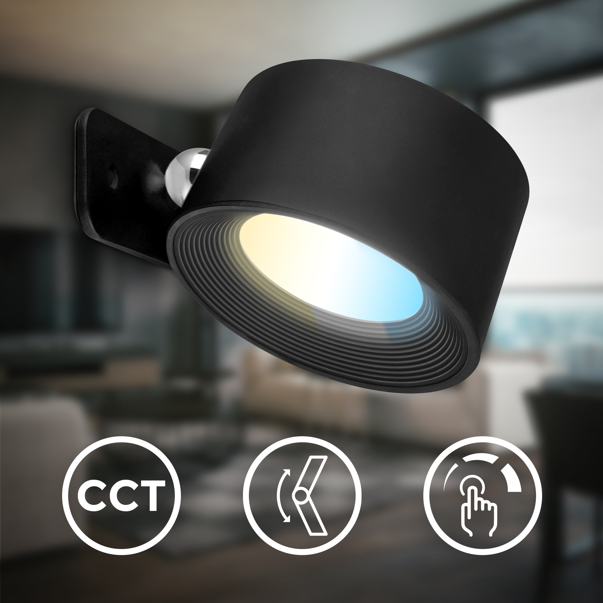 B.K.Licht LED Wandleuchte »BK_DS1597 Magnetische Akku Wandlampe, 3-Stufen Touchdimmer, mit USB-C«, 1 flammig, Leuchtmittel LED-Modul | LED fest integriert, CCT-Funktion, 150Lm, 2W, 14h Leuchtdauer, 4,5 x 8 x 9,5 cm, Schwarz