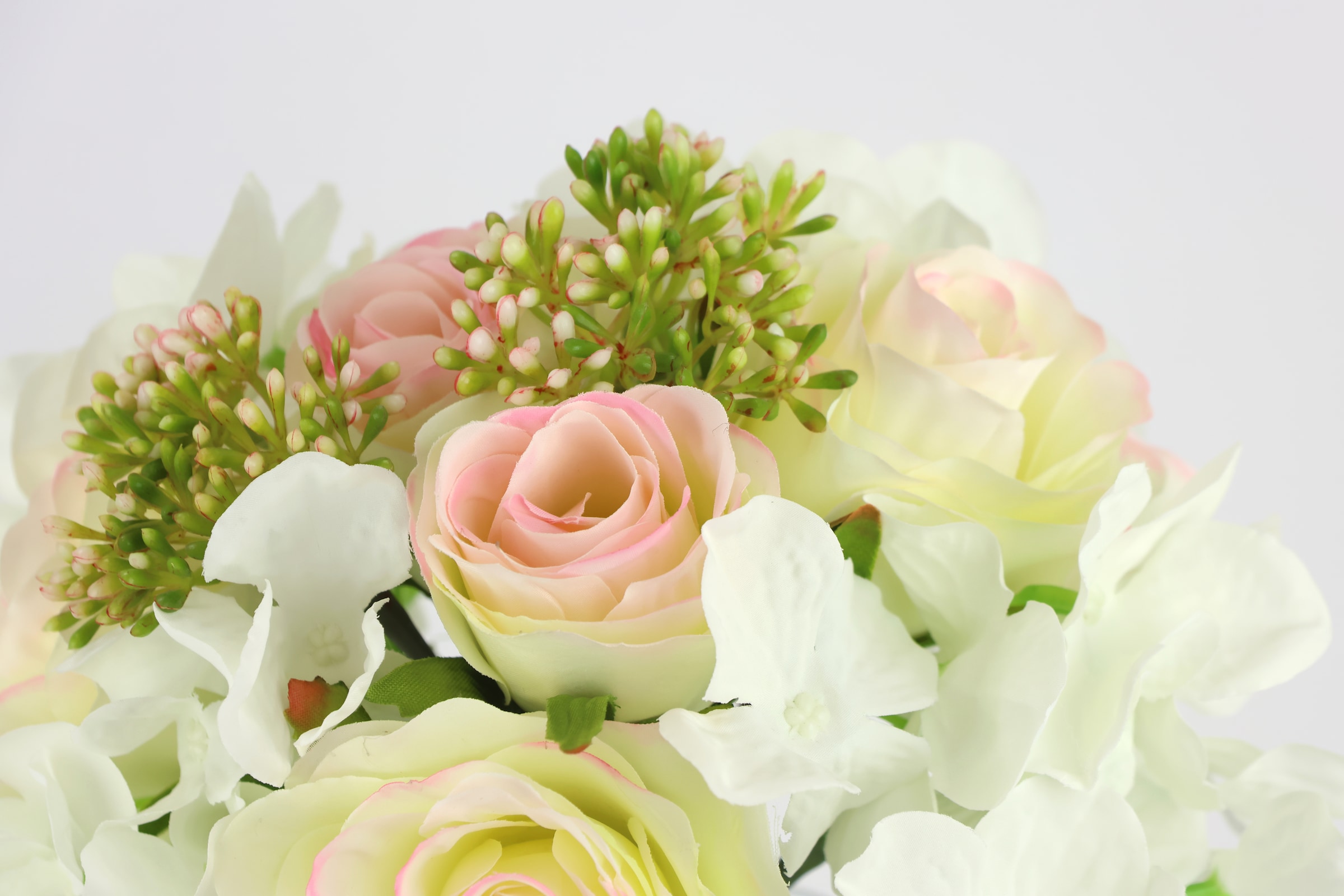 I.GE.A. Kunstblume »Bouquet Rosen Hortensie in Vase«, Rosenstrauß Rose Blumen Dekoblumen Künstlich Blumenstrauß Blumenstrauß
