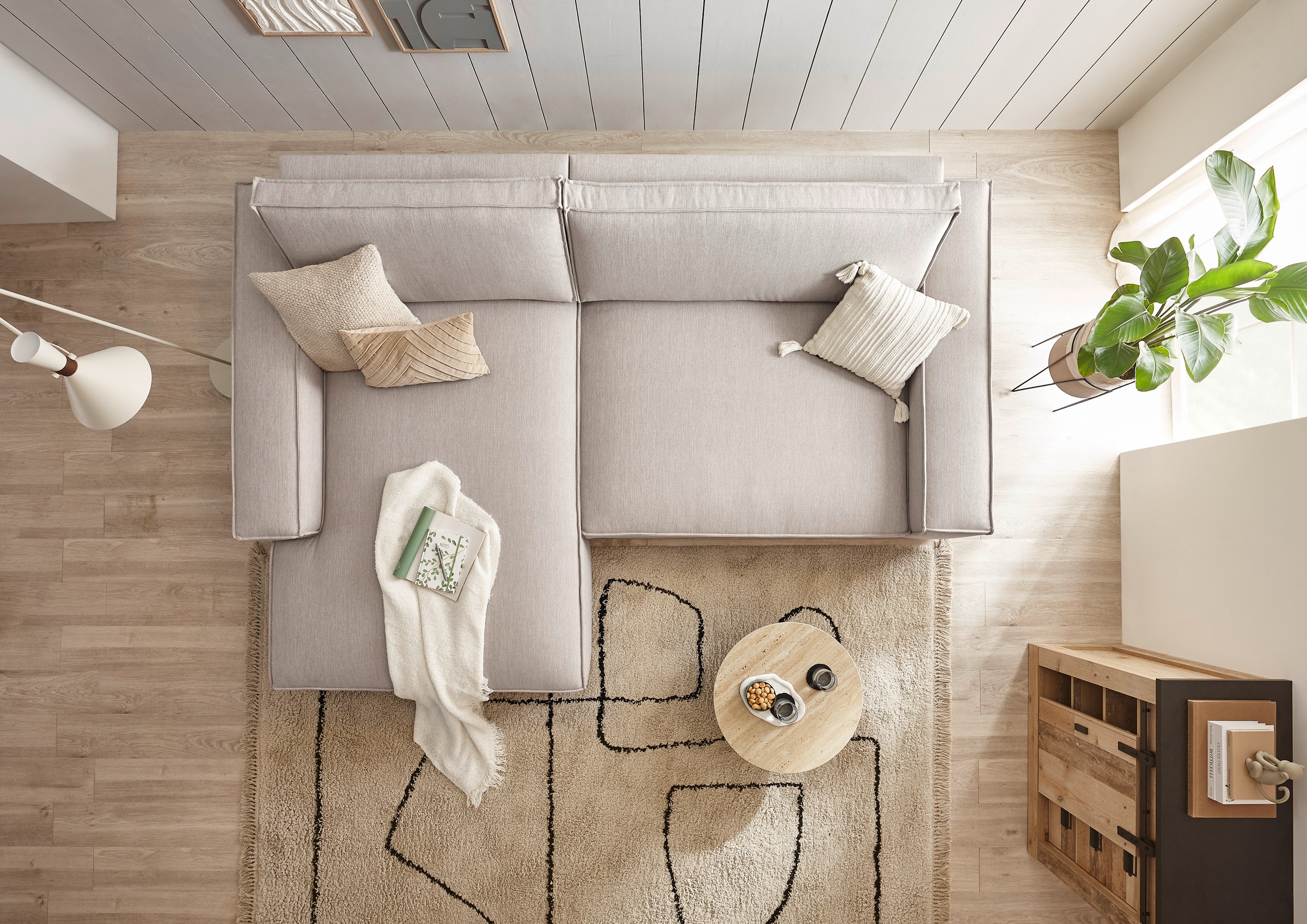 Home affaire Ecksofa »NEU: SHERWOODL XXL 284, Big-Sofa L-Form, tiefe Sitzfläche 95 cm, Cord,«, Leinenoptik, Recamiere rechts/links, auch als Schlafsofa stellbar
