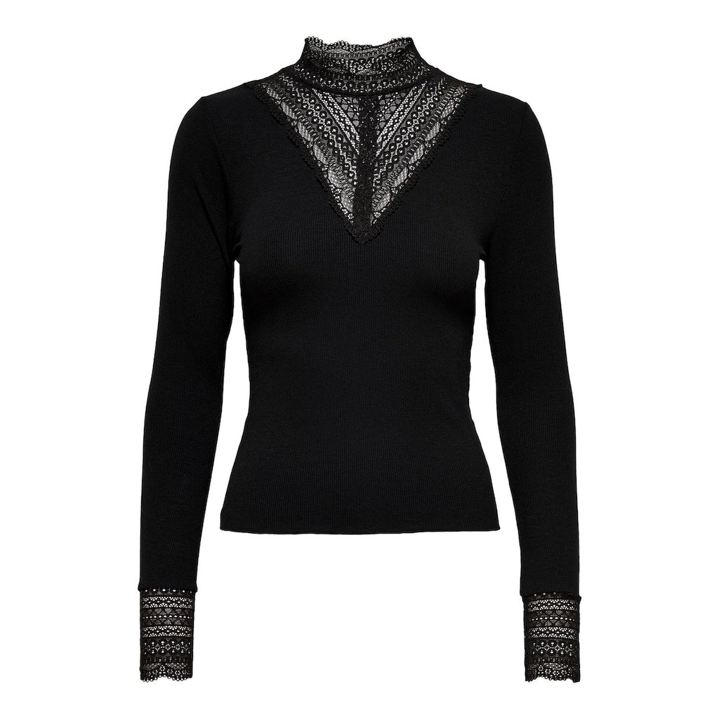 ONLY Spitzenshirt »ONLTILDE L/S HIGH NECK LACE TOP JRS«