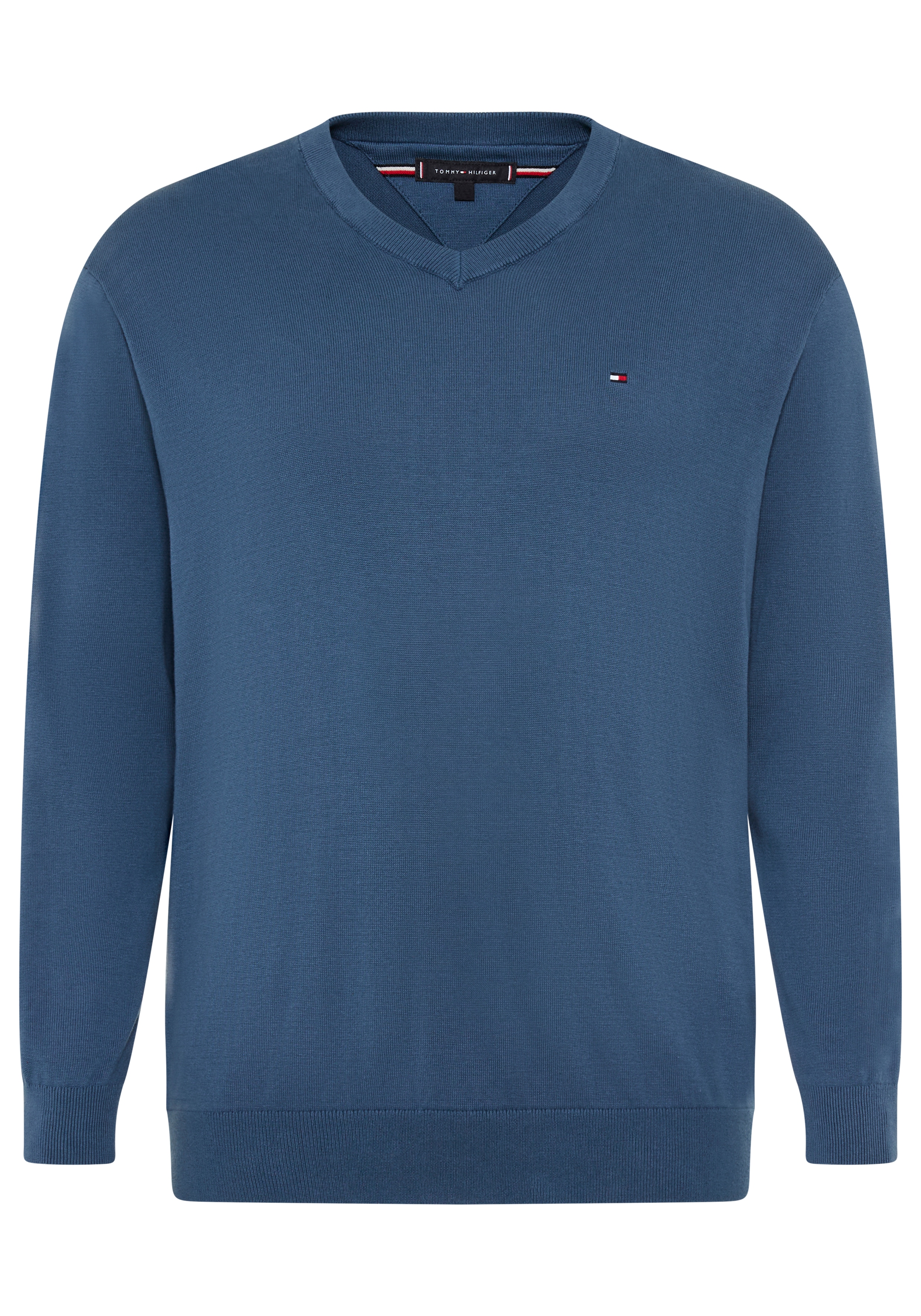 Tommy Hilfiger Big & Tall V-Ausschnitt-Pullover "BT-ESSENTIAL COTTON" Rippbündchen am Ärmel, Saum und Ausschnitt, Große Größen, normale Passform