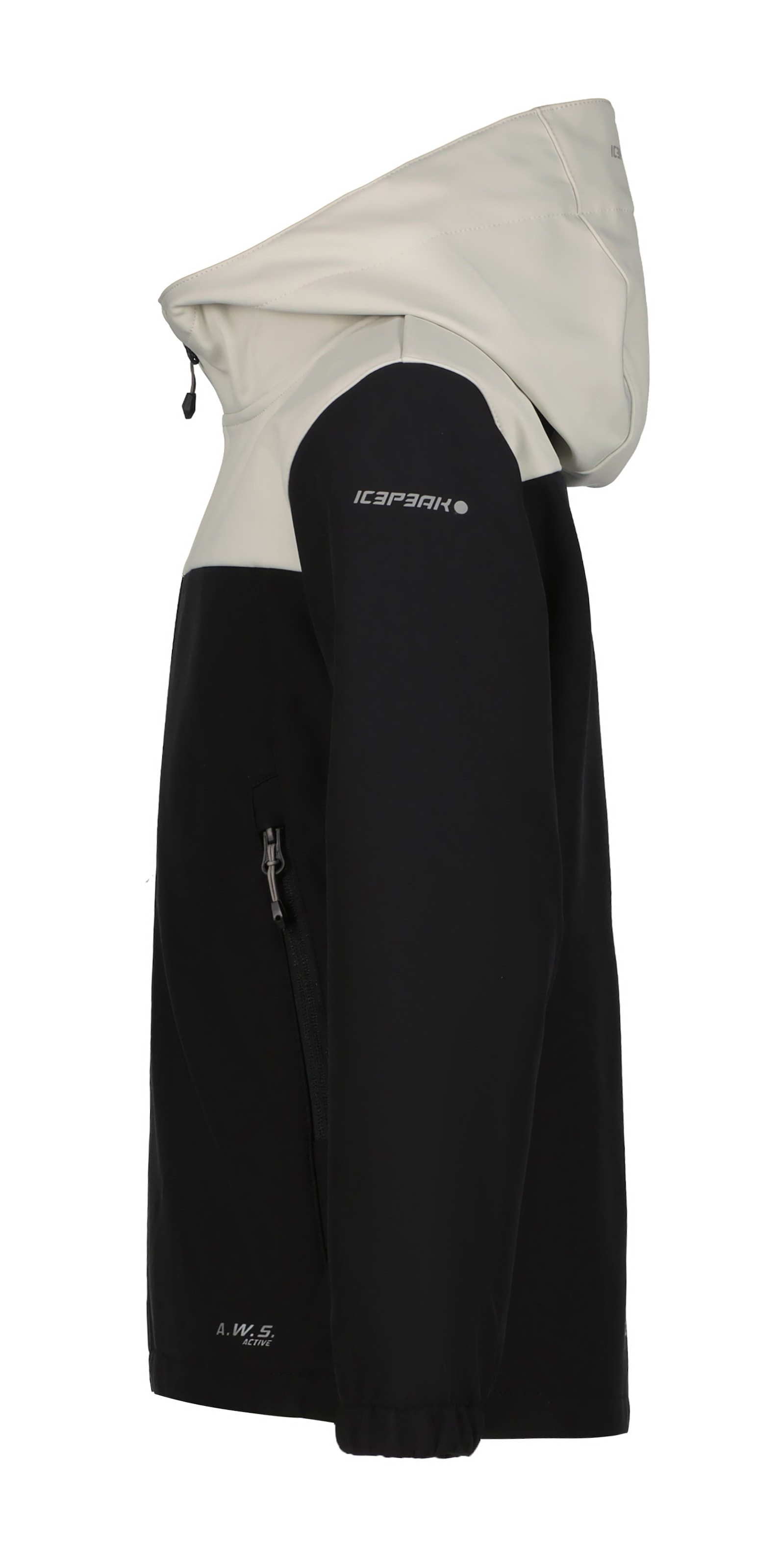 wasserabweisendem Black und für Kapuze, | - aus Icepeak Kinder«, BAUR winddichtem »KONAN Softshelljacke mit Material Friday