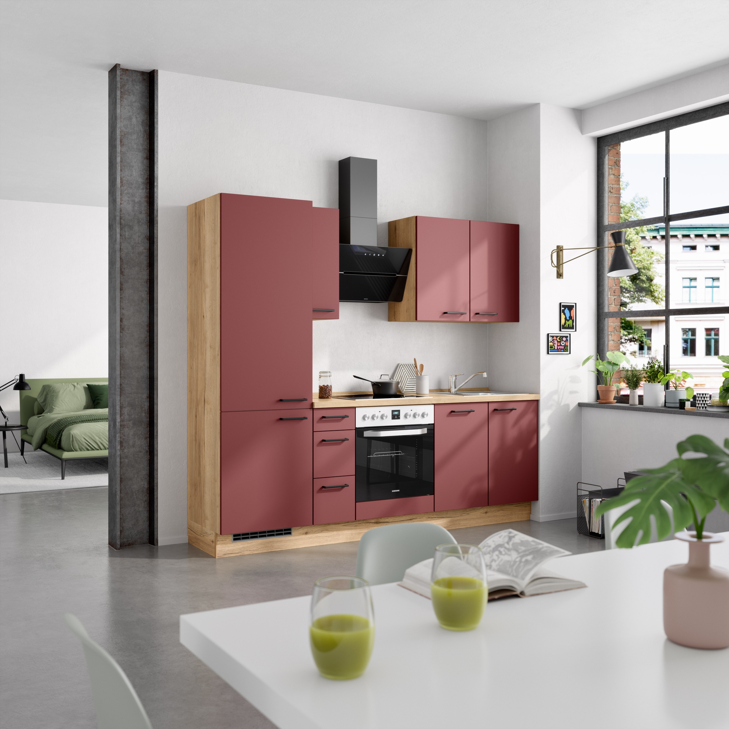 nobilia® Küchenzeile »"Easytouch II"«, vormontiert, Ausrichtung wählbar, Breite 240 cm, wahlw. mit E-Geräten