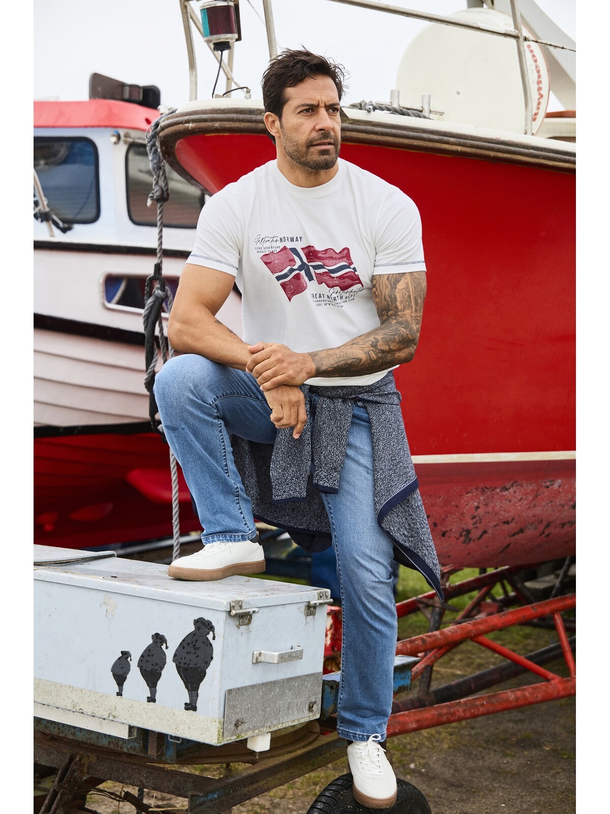 Jan Vanderstorm T-Shirt »Doppelpack T-Shirt BALDEN«, (2 tlg.), mit Brusttasche