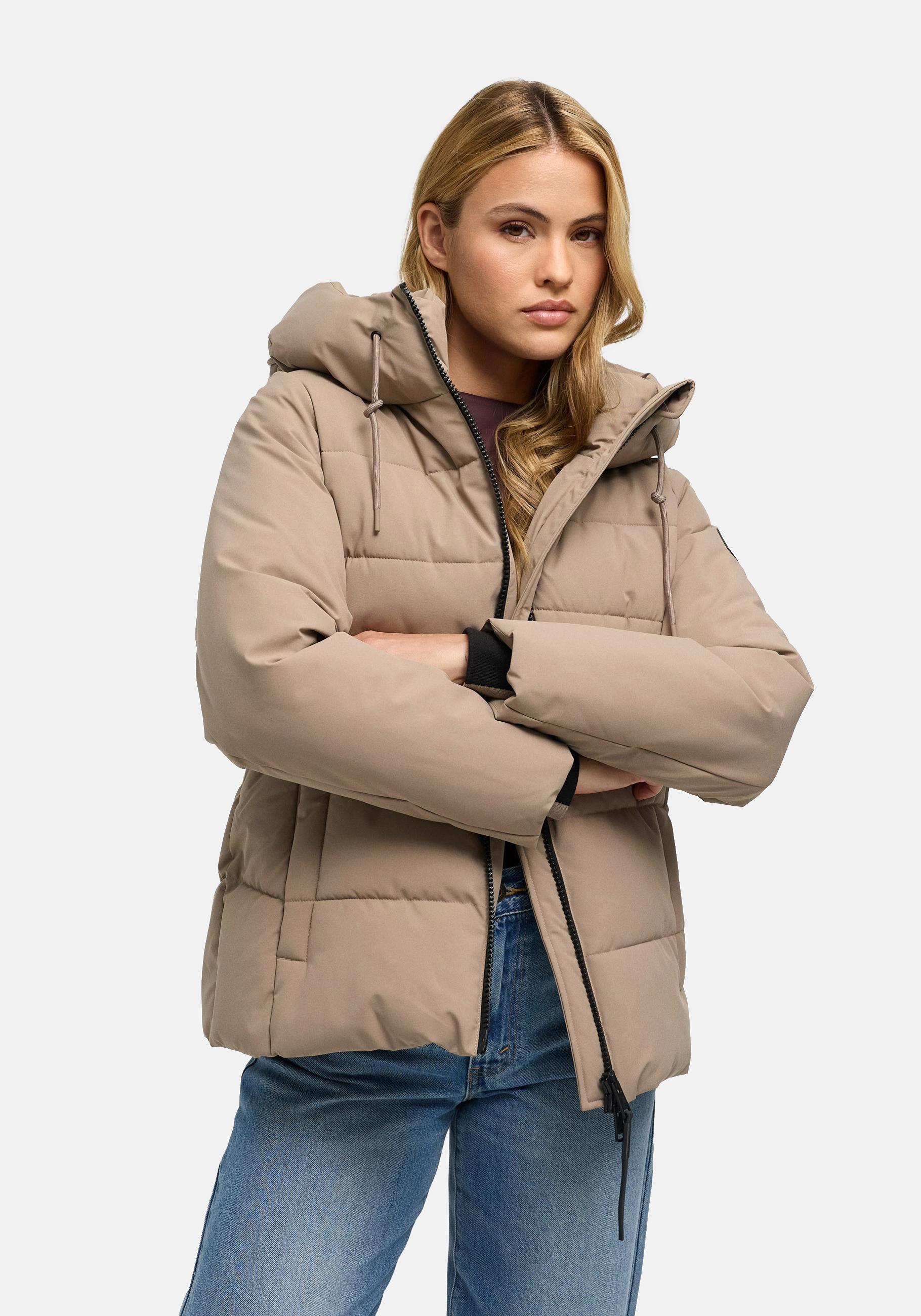 Navahoo Steppjacke "Wattewunder XIV" mit Kapuze Damen Winterjacke mit Taillengürtel