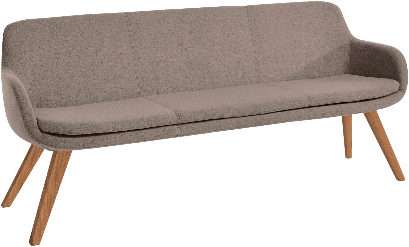 Essbank MUSTERRING "Tavia", grau (taupe, wildeiche), B:180cm H:87cm T:66cm, 100% PES, Sitzbänke, Essbank, Stativgestell Wildeiche massiv geölt, Breite 180, 200 oder 220 cm