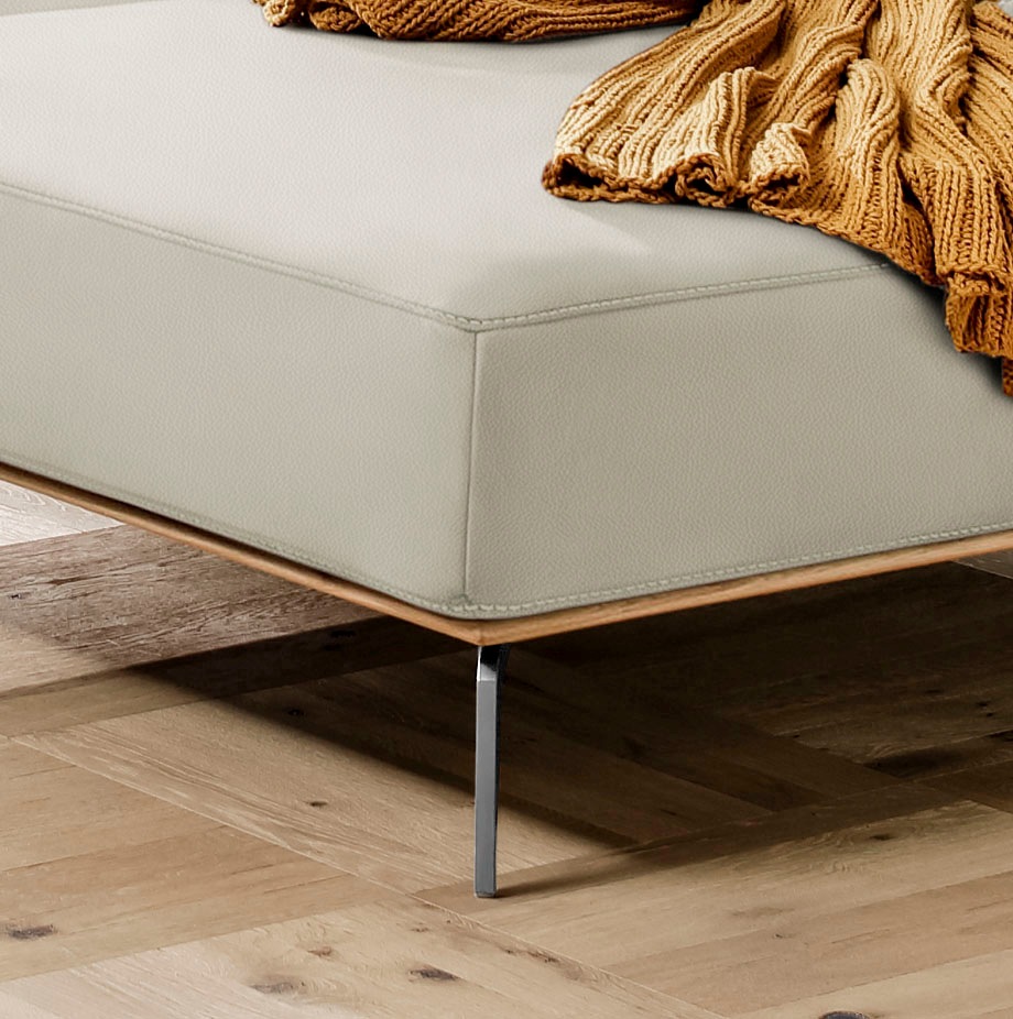W.SCHILLIG Ecksofa »run, Designsofa mit tollem Sitzkomfort, L-Form«, mit elegantem Holzsockel, Füße in Chrom glänzend, Breite 279 cm