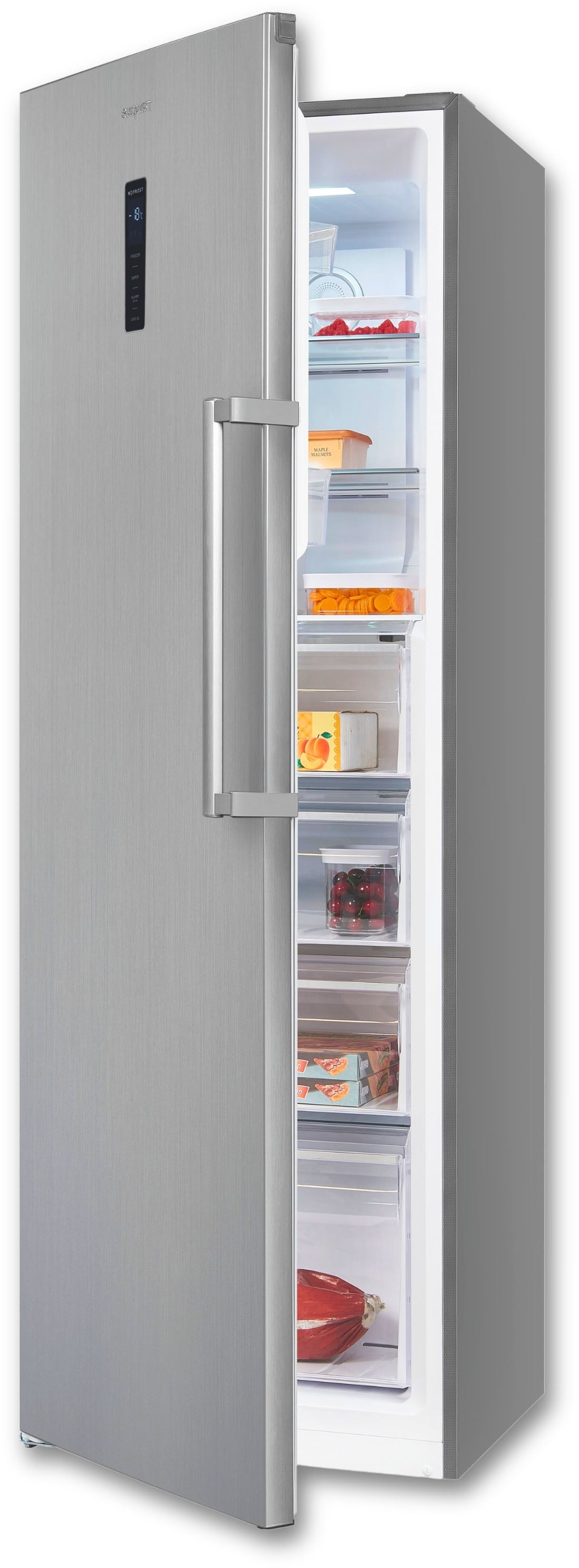 exquisit Gefrierschrank "GS295-NF-H-040D" 185 cm hoch 60 cm breit 4*-Gefrierschrank NoFrost mit LED-Anzeige&Ice-Maker für schnelles Eis