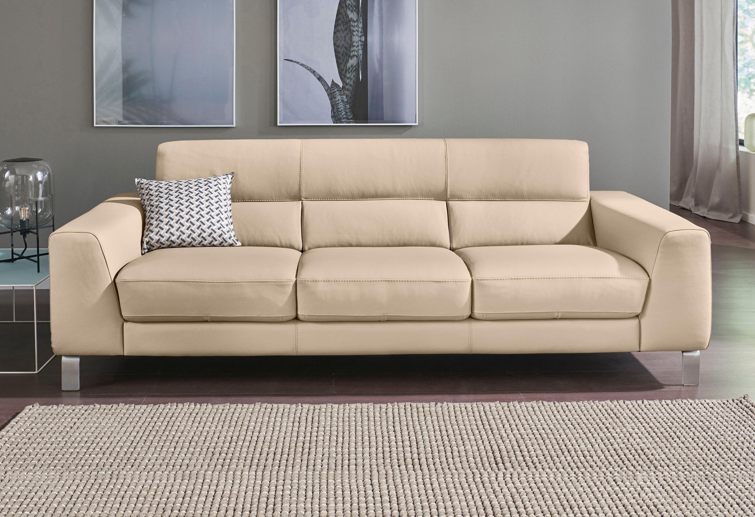 CALIA ITALIA 3-Sitzer »Simon, toller Sitzkomfort, italienisches Designsofa«, in zwei Lederqualitäten