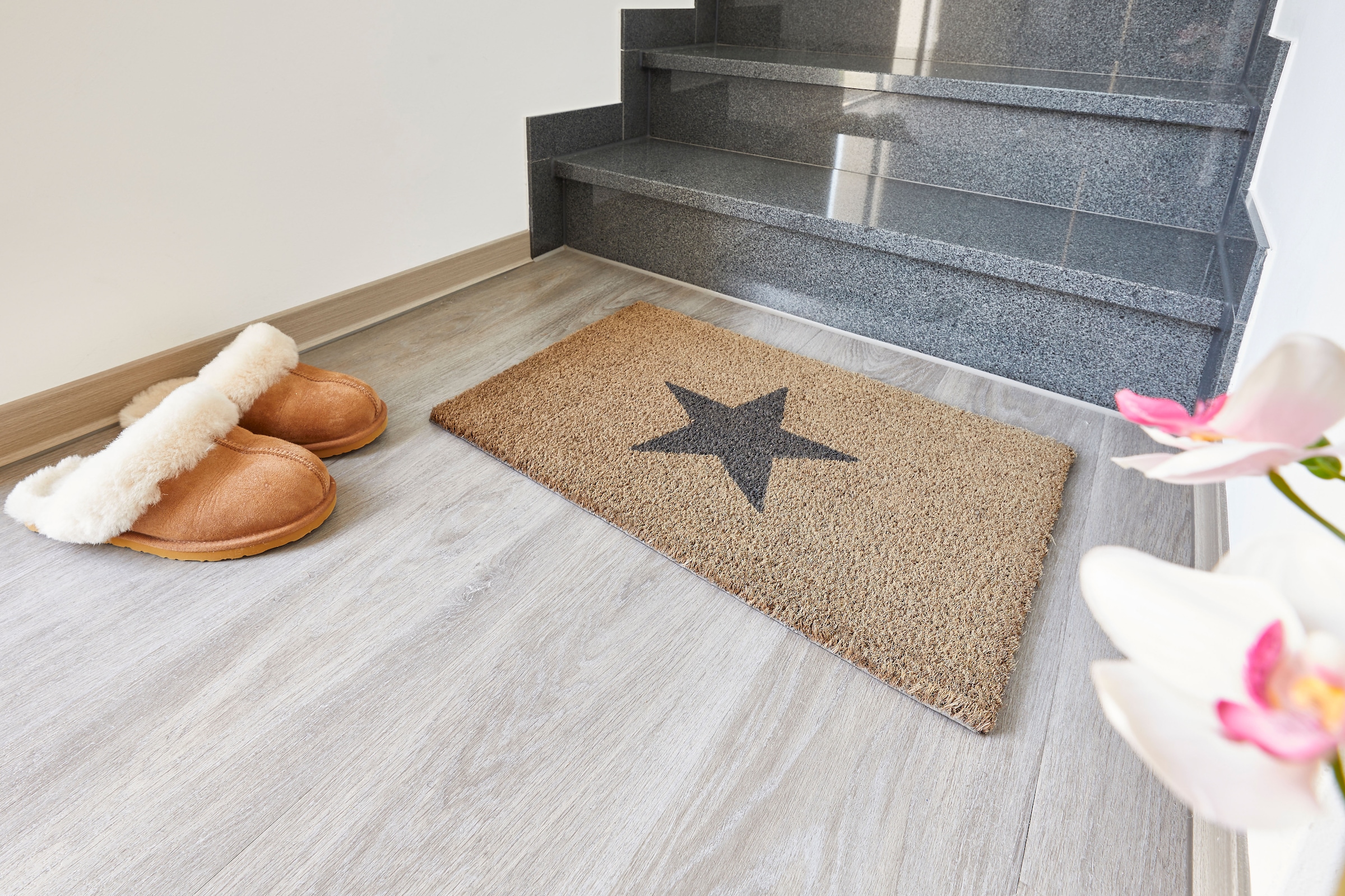 Andiamo Fußmatte »Kokos Star«, rechteckig, 15 mm Höhe, Schmutzfangmatte, Motiv Sterne, In- und Outdoor geeignet