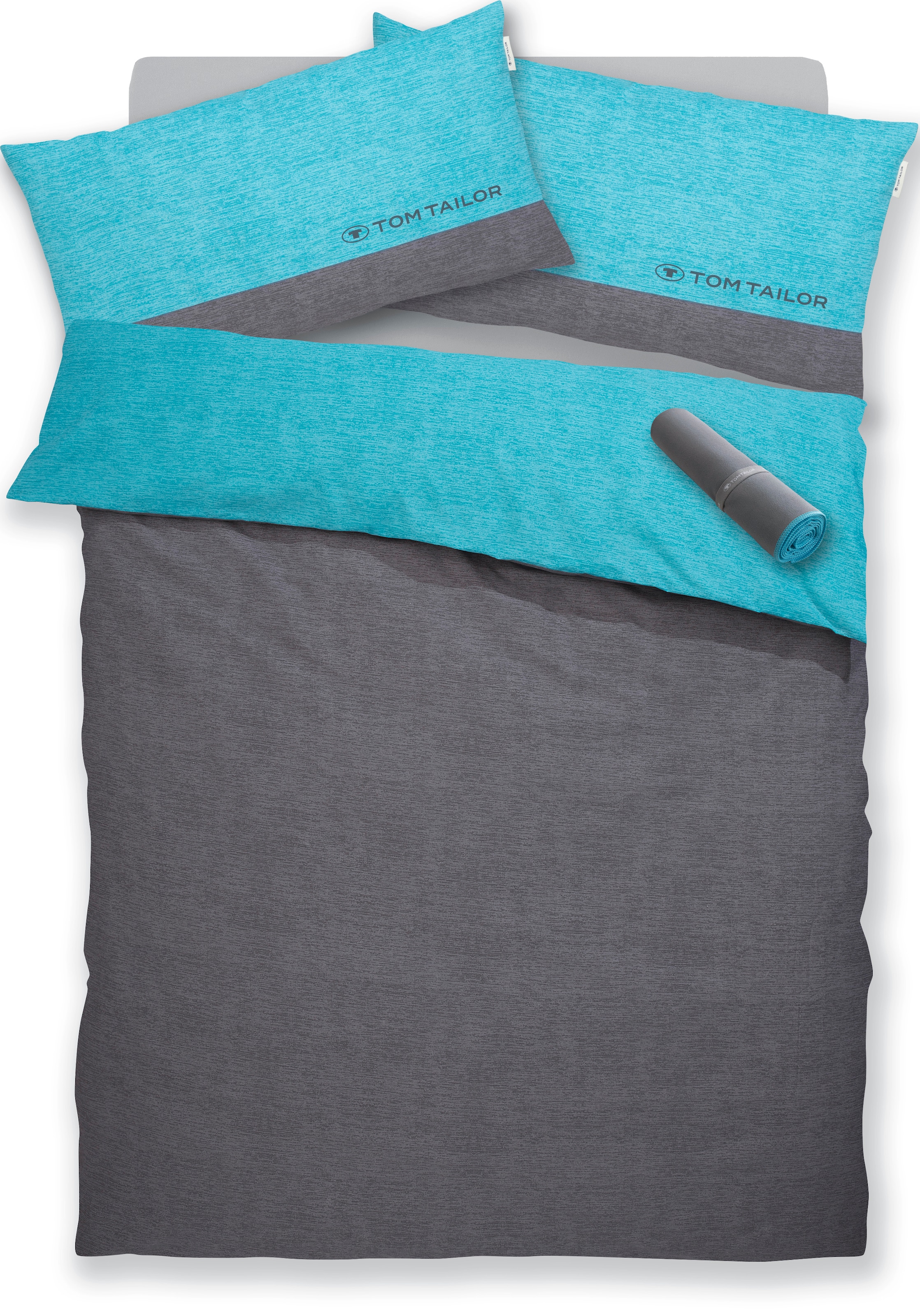 TOM TAILOR HOME Wendebettwäsche »Henry in Gr. 135x200 oder 155x220 cm«, Bettwäsche aus Baumwolle, mit GRATIS-Zugabe: Sporthandtuch