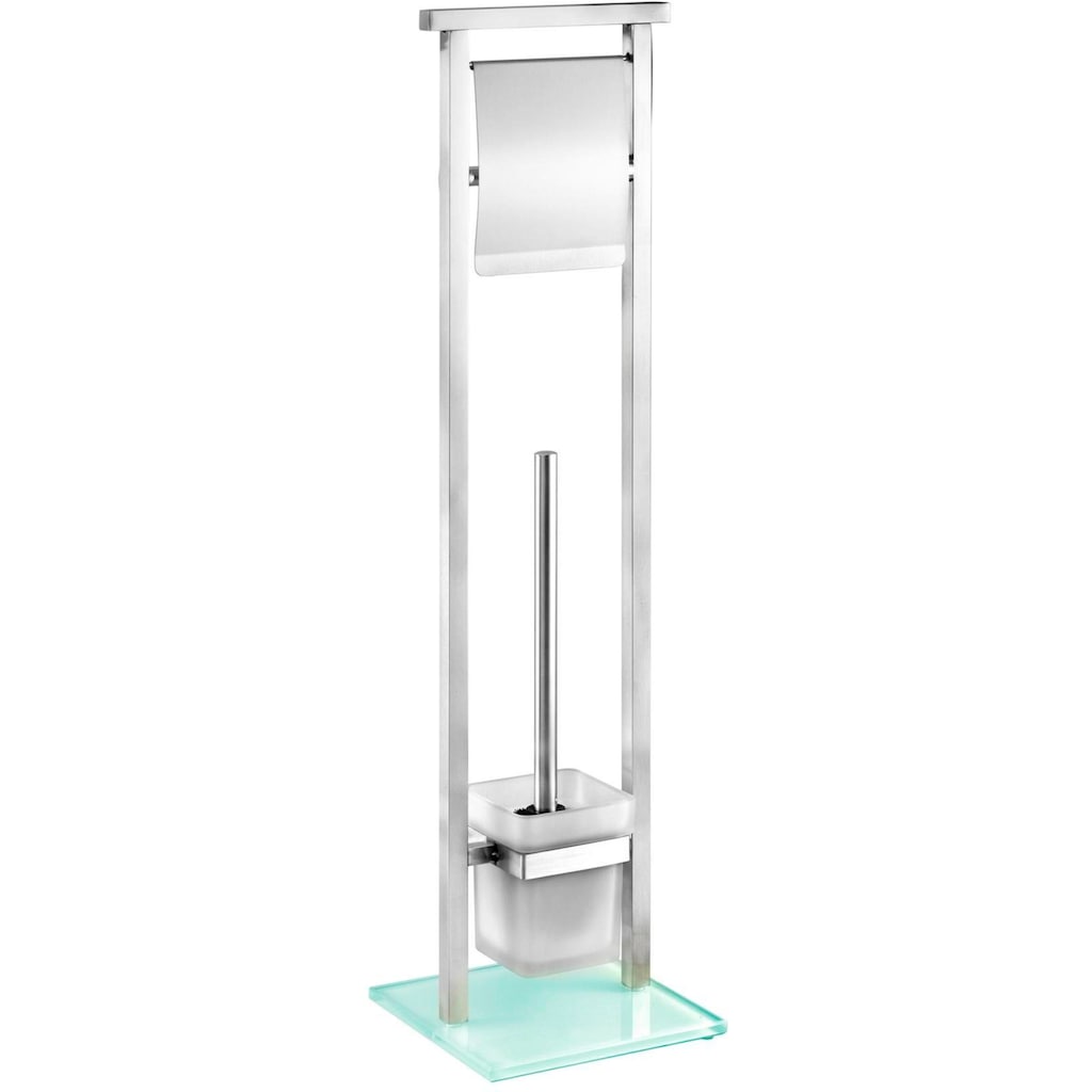 WENKO WC-Garnitur »Debar«, aus Edelstahl-Glas, Stand WC-Garnitur