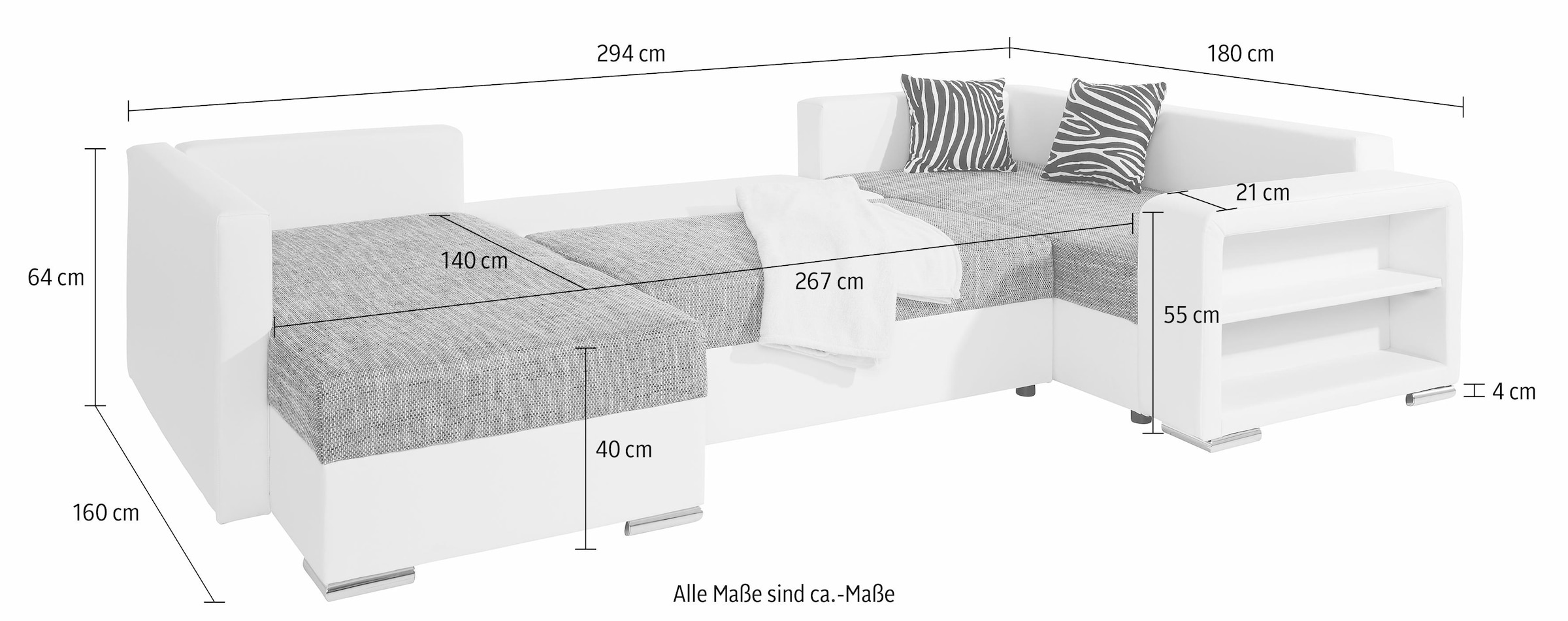 COLLECTION AB Wohnlandschaft »John U-Form«, mit Bettfunktion, wahlweise mit Federkern