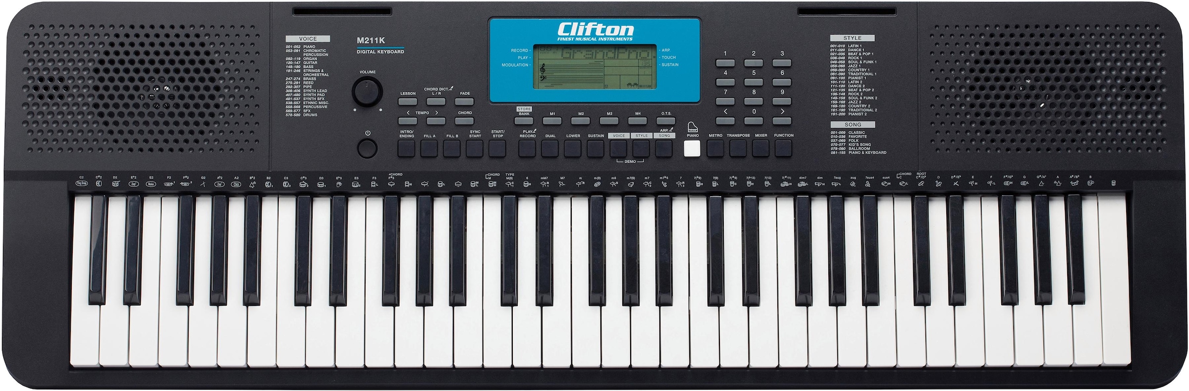 Clifton Home-Keyboard »M211«, mit 200 verschiedenen Schlagzeug Grooves