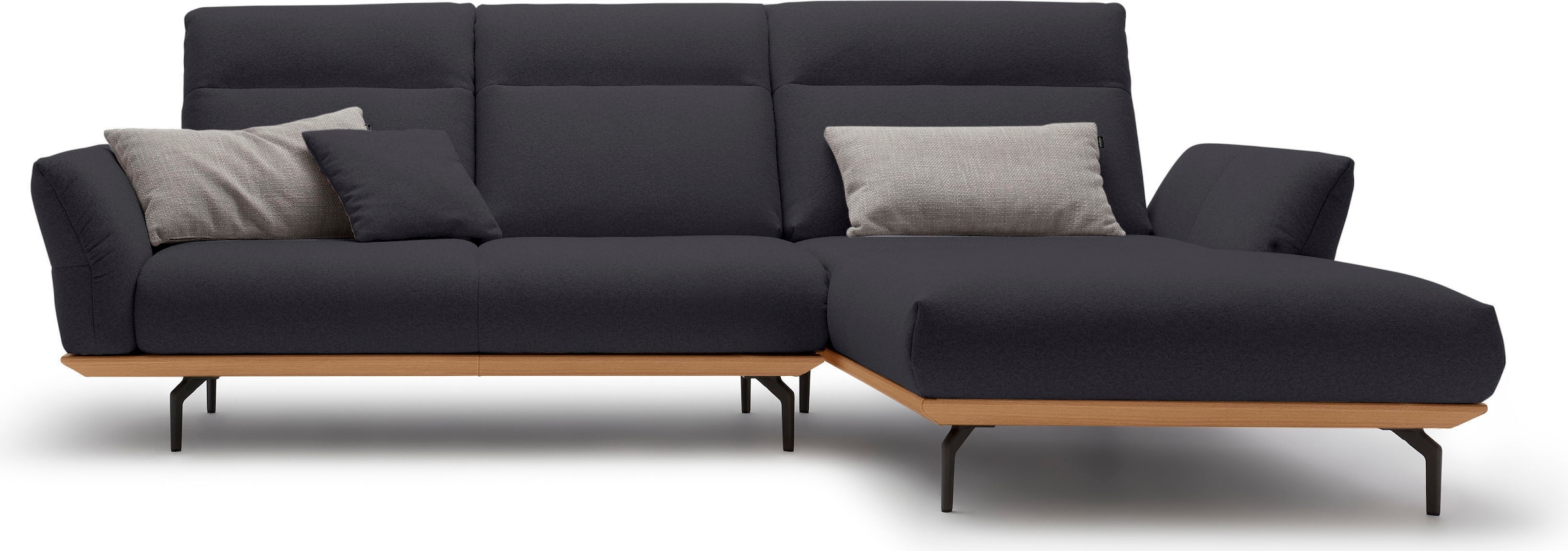 Creation BY ROLF BENZ Ecksofa "CR.460 Designsofa mit verstellbarer Rückenlehne, hochwertig & bequem" Sockel in Eiche, Alugussfüße in umbragrau, Breite 298 cm