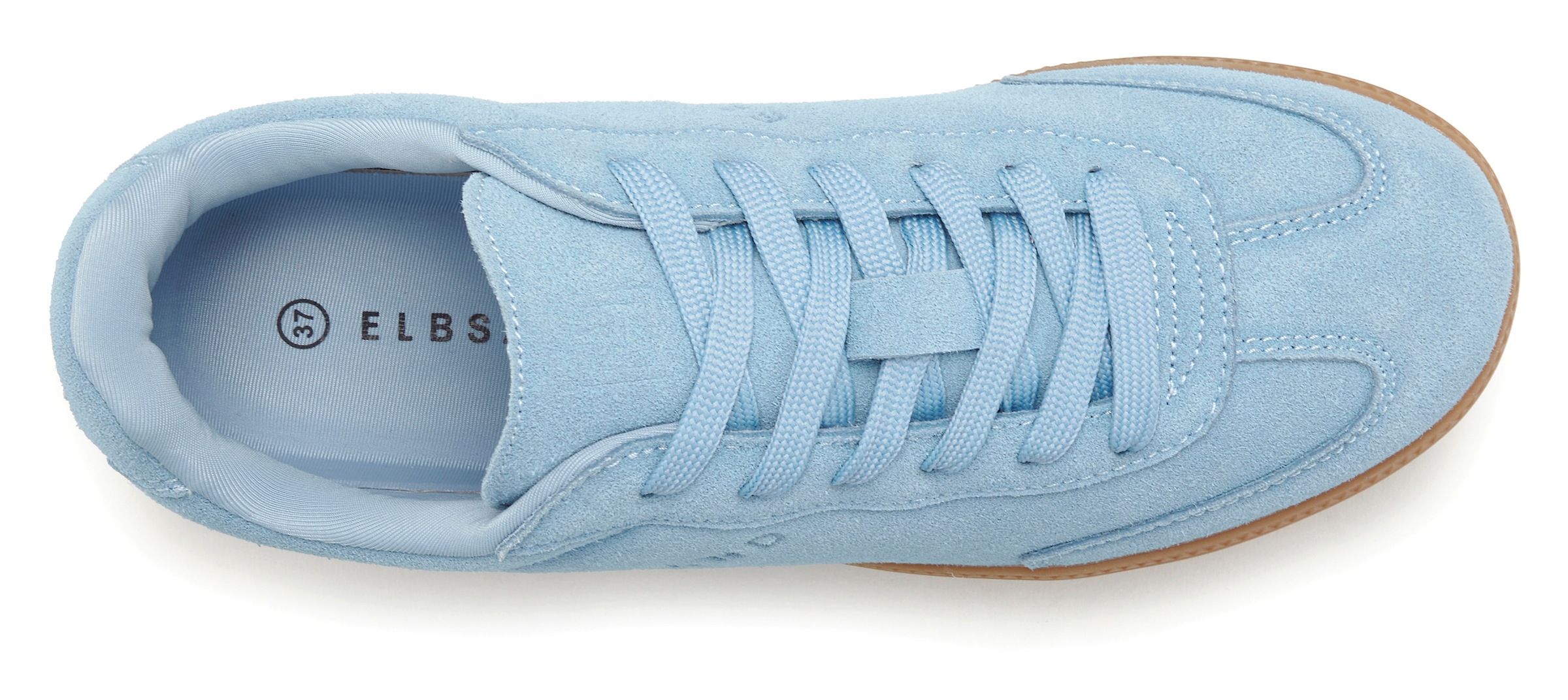 Sneaker ELBSAND "Freizeitschuh, Ledersneaker, Schnürschuh", Herren, Gr. 45, blau, Obermaterial: 93% Rindsleder, 7% Lederimitat. Decksohle: 100% Textilmaterial. Futter: 100% Polyester. Laufsohle: 100% Synthetik, Veloursleder, unifarben, Schuhe Sneaker, Ret 2