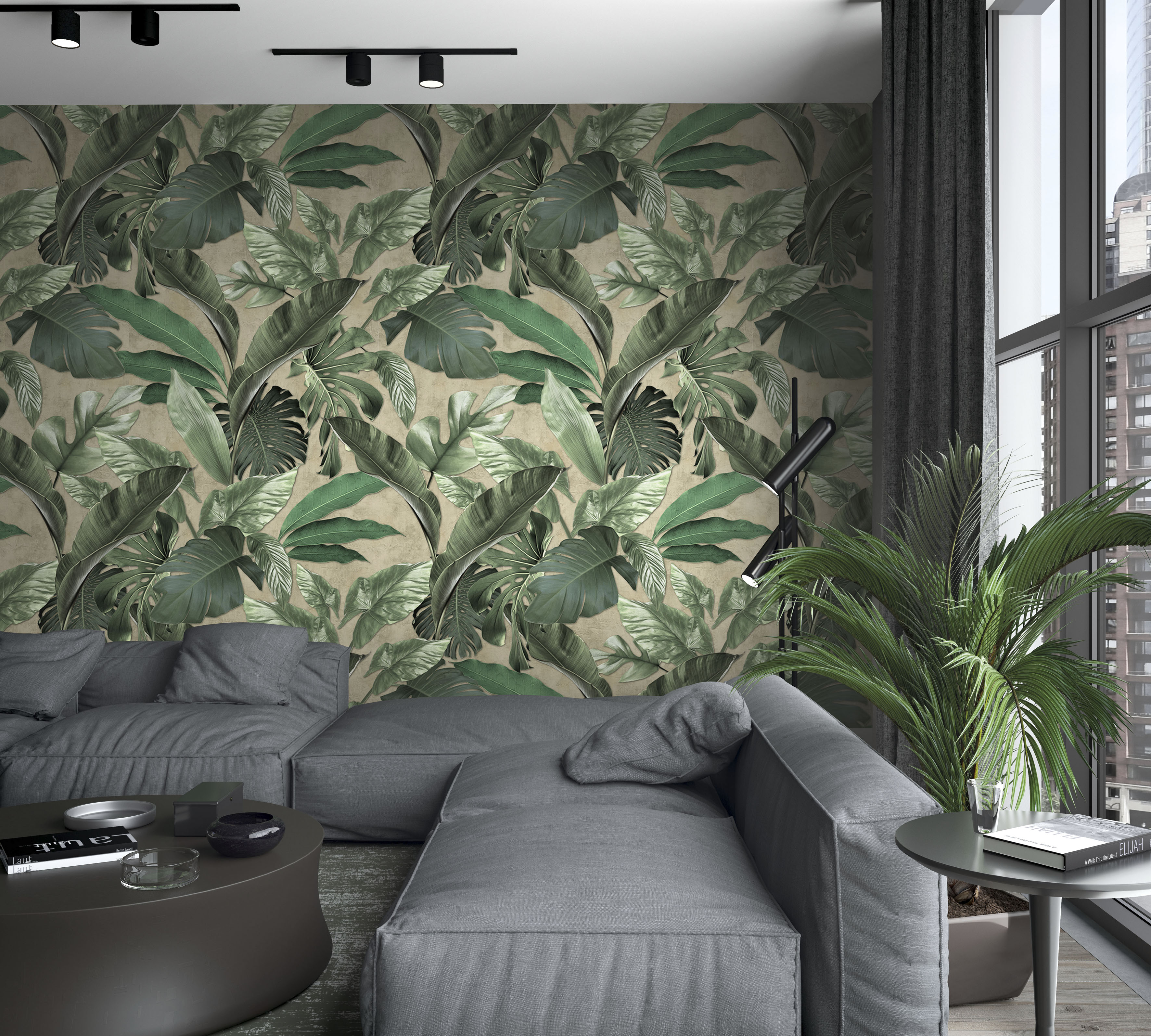 Marburg Fototapete "Leaves" Motiv botanisch texturiert moderne Tapete für Wohnzimmer Schlafzimmer Küche