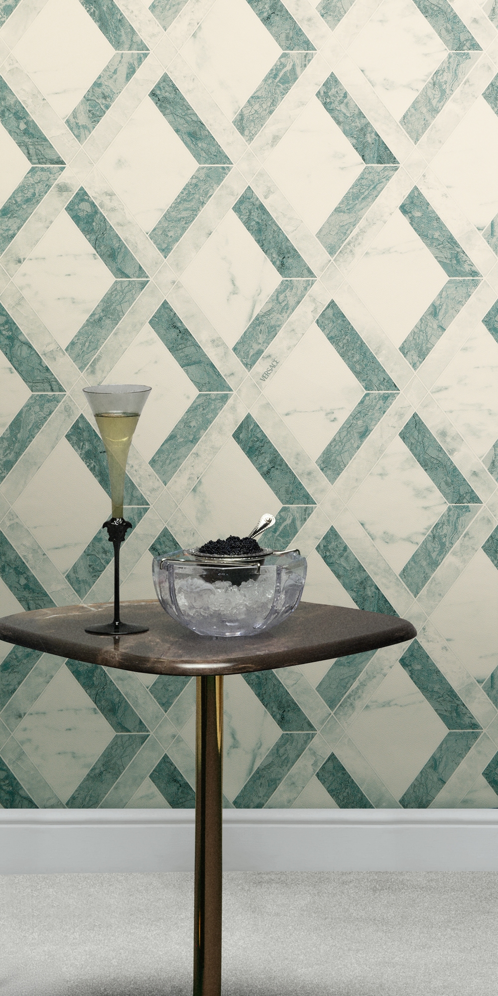 Versace Vliestapete "Versace 6 Tarsia –" 3D-Optik Barock Motiv geprägt Modernes Rautendesign in Marmoroptik mit strukturierter Oberfläche