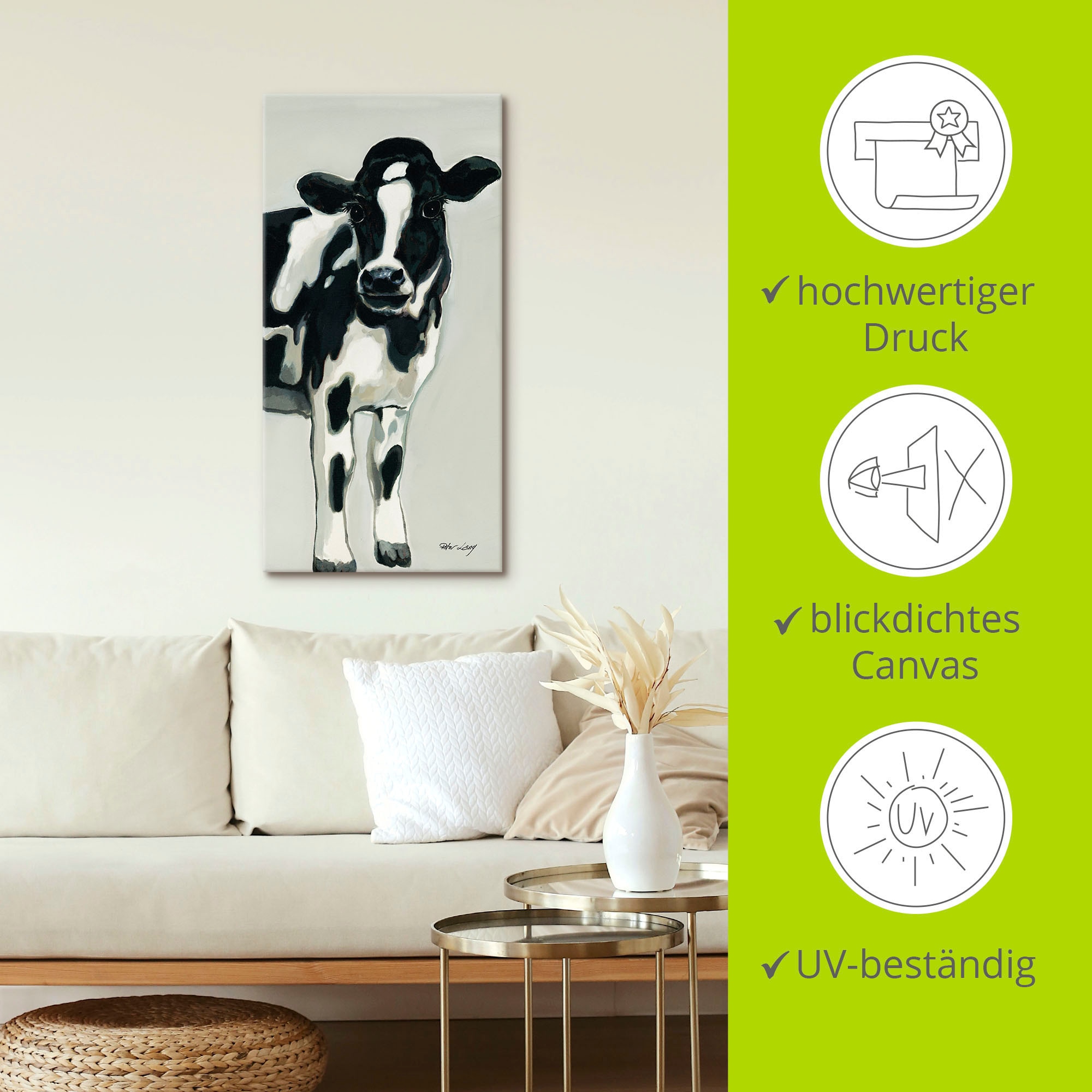 Artland Wandbild »Kuh«, Haustiere, (1 St.), als Alubild, Outdoorbild, Leinwandbild, Poster, Wandaufkleber