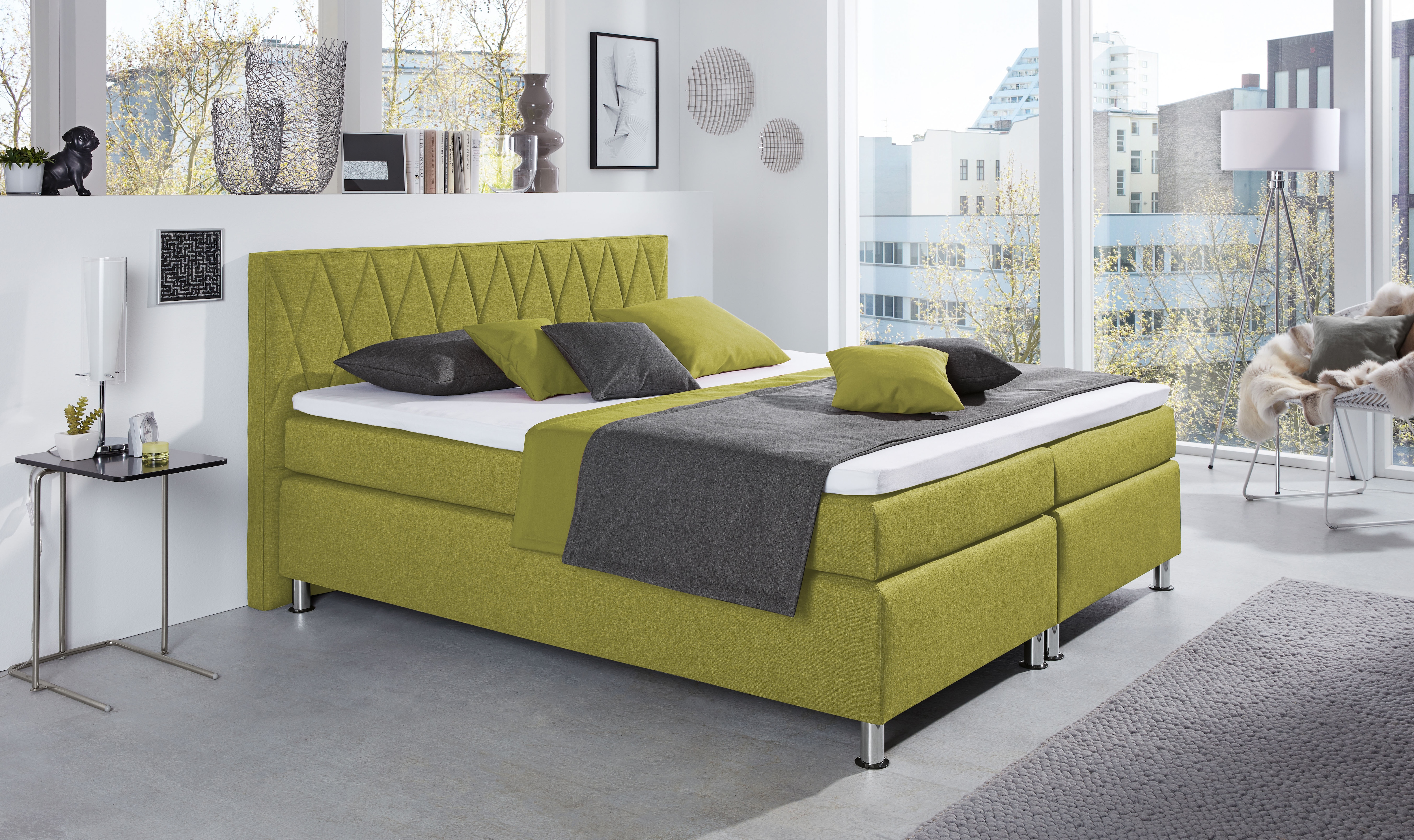 hapo Boxspringbett "ATLANTA" Topper separat erhältlich, erhältlich in verschiedenen Breiten, Farben & Maratzenarten