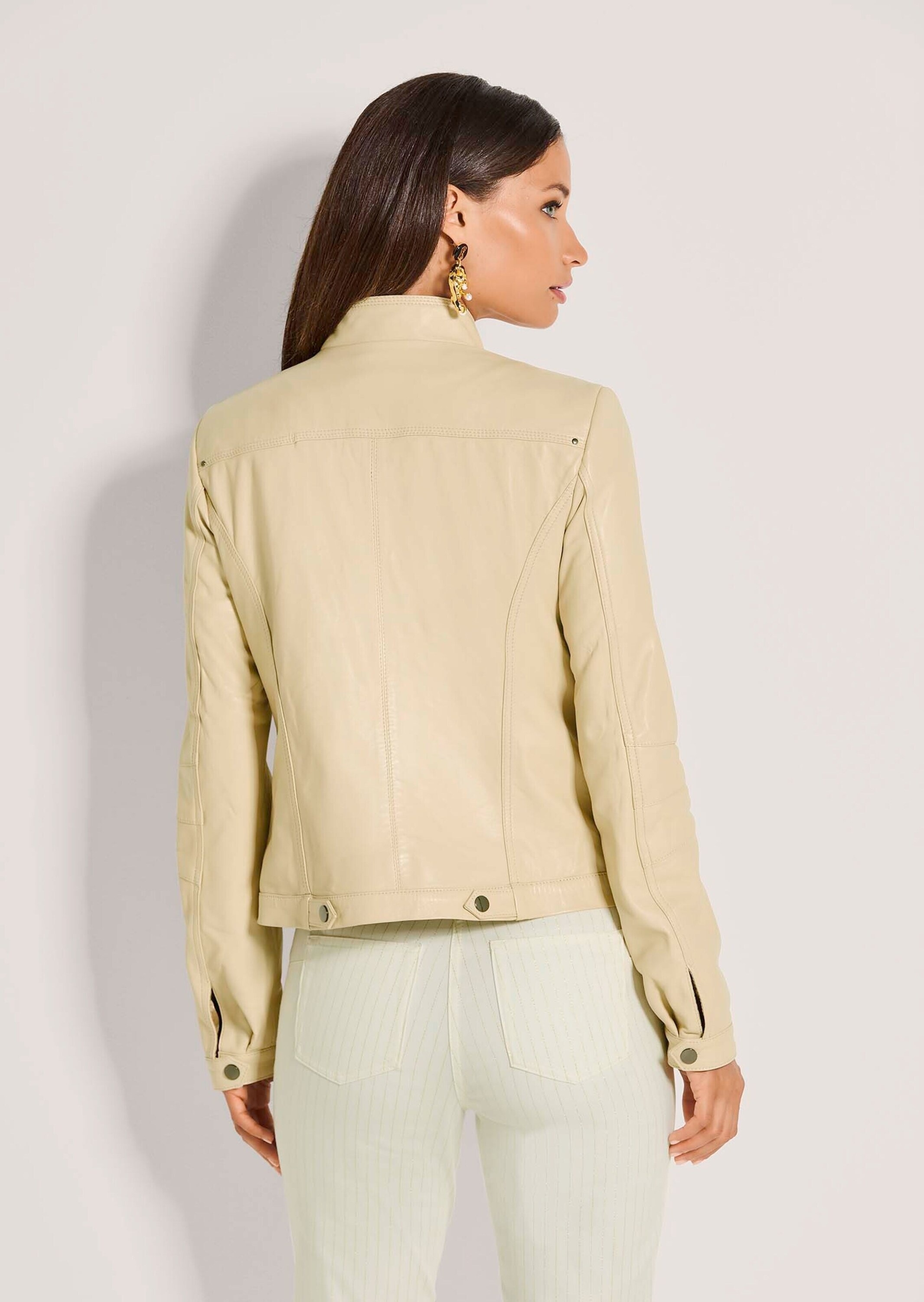 MADELEINE Lederjacke »Lederjacke Kurzjacke mit glänzender Oberfläche« Stehkragen mit Riegel