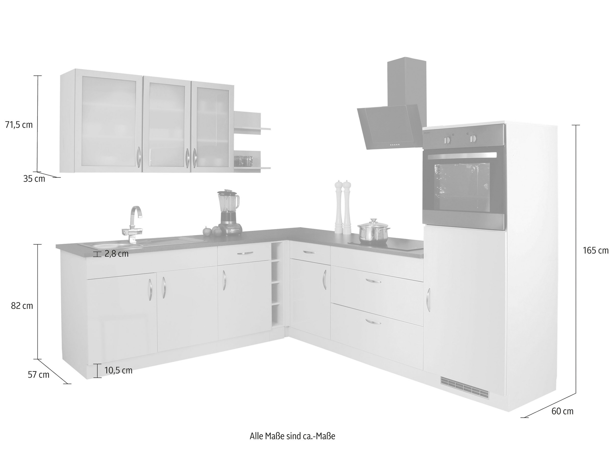 wiho Küchen Winkelküche »Peru«, mit E-Geräten, Stellbreite 260 x 235 cm  bestellen | BAUR