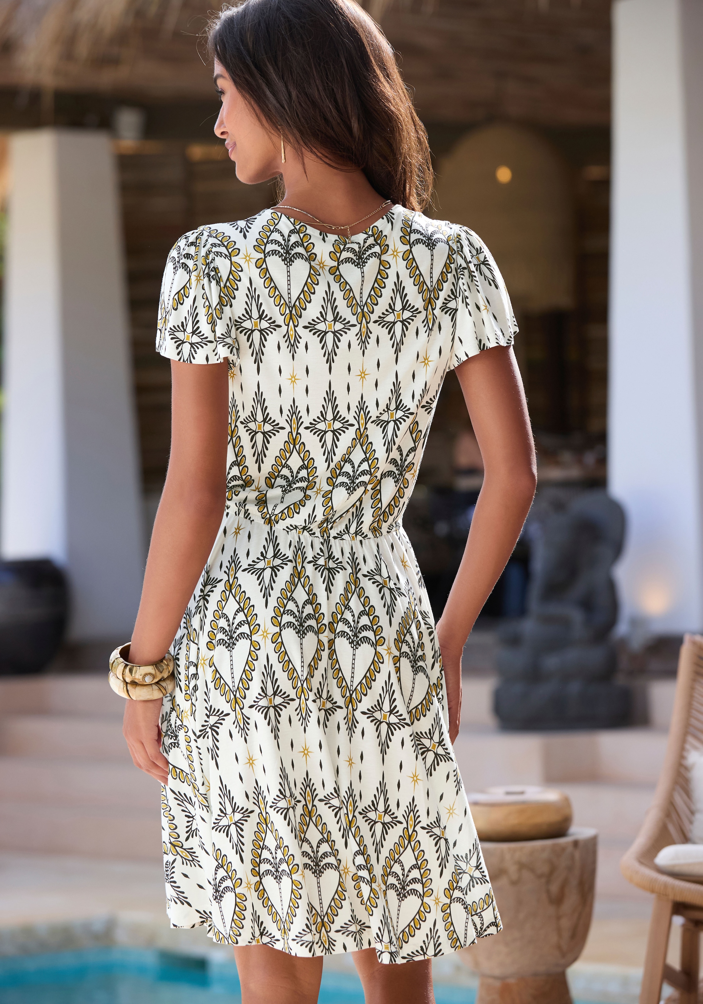 LASCANA Jerseykleid Ohne Taschen mit Alloverdruck