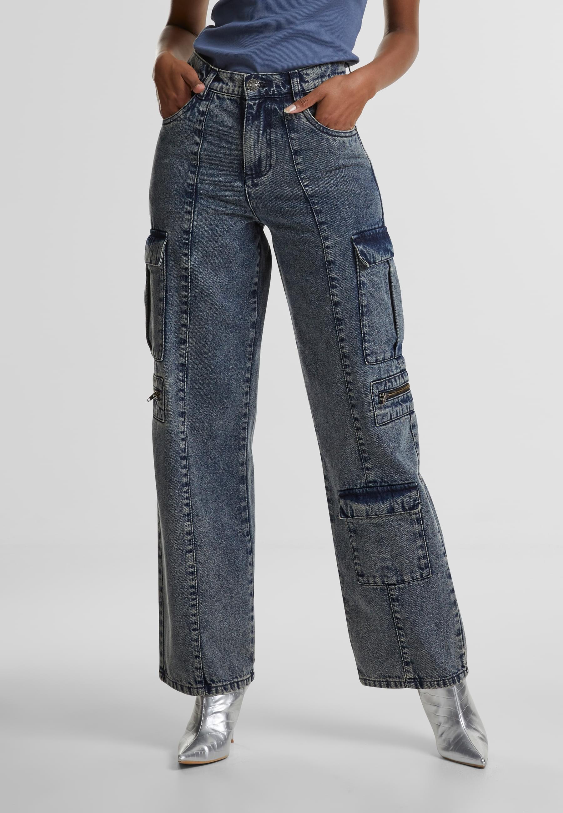 URBAN CLASSICS Cargohose »Urban Classics Ladies Loose Utility Denim Pants«, (1 tlg.)
