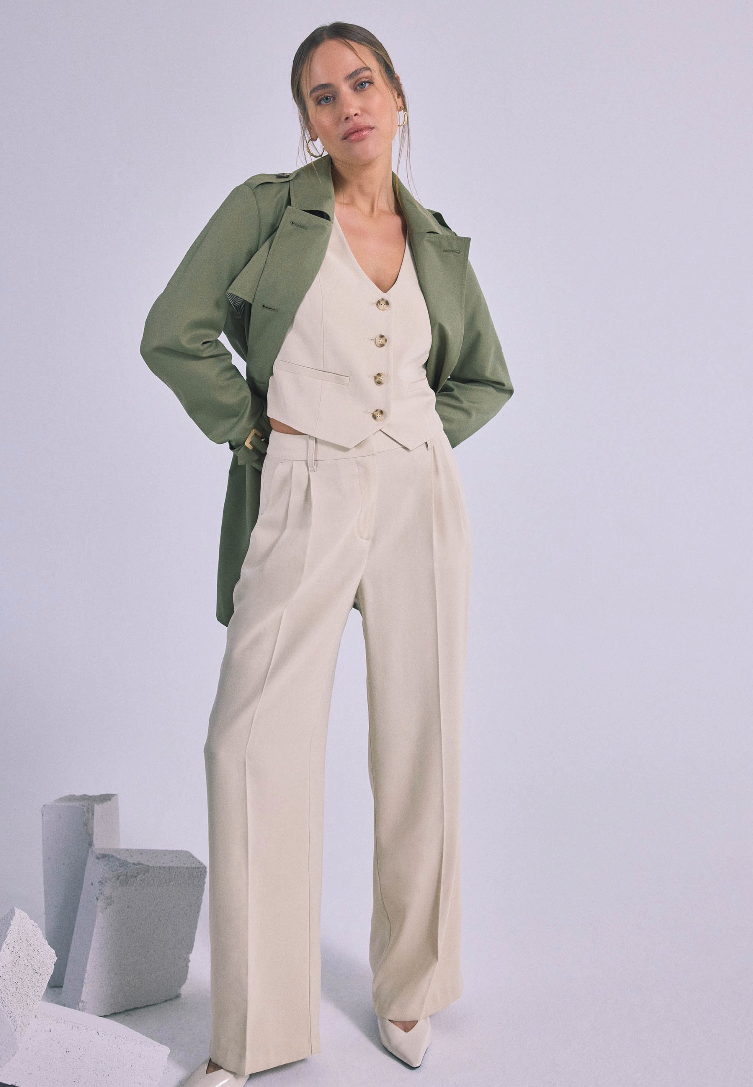 Zero Stoffhose »zero Stoffhose mit Bundfalten 30 Inch«, Falten