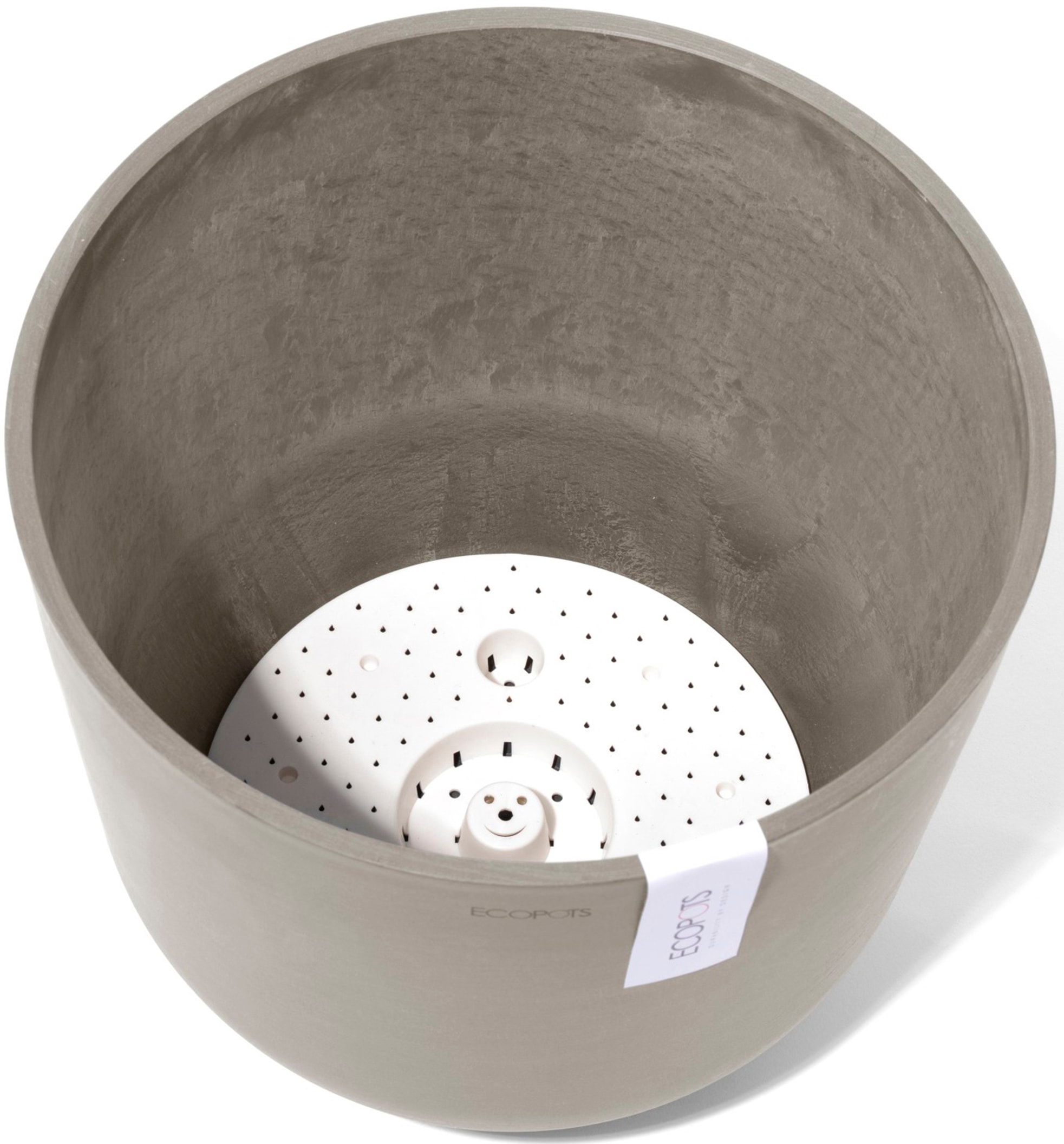 ECOPOTS Blumentopf »Oslo 35 + Wassersystem Taupe«, für innen und außen: frostsicher, bruchsicher und lichtbeständig