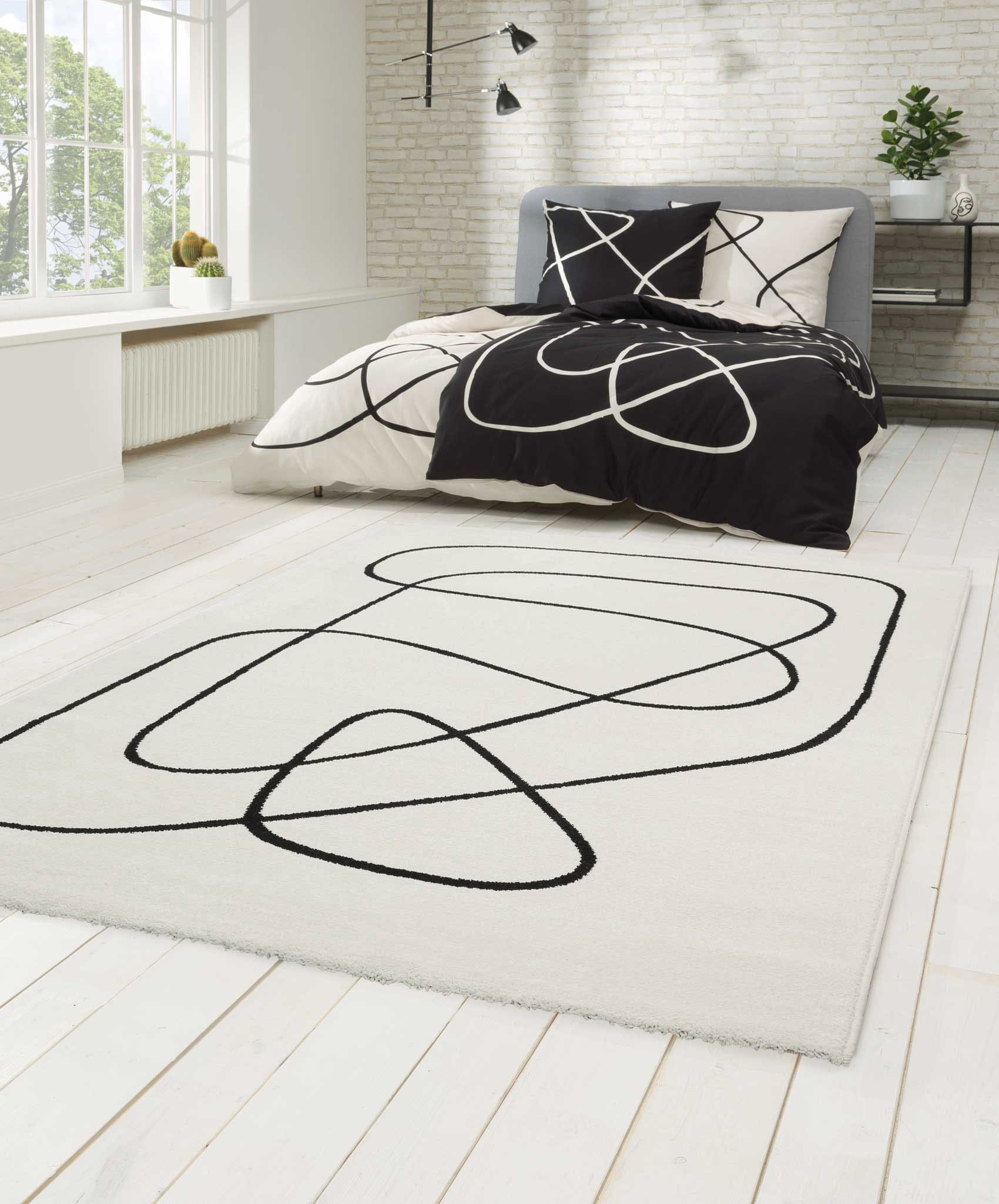 Esprit Teppich »Artist«, rechteckig, 13 mm Höhe, Kurzflor, geometrisch modern, schwarz weiss, Wohnzimmer, Schlafzimmer