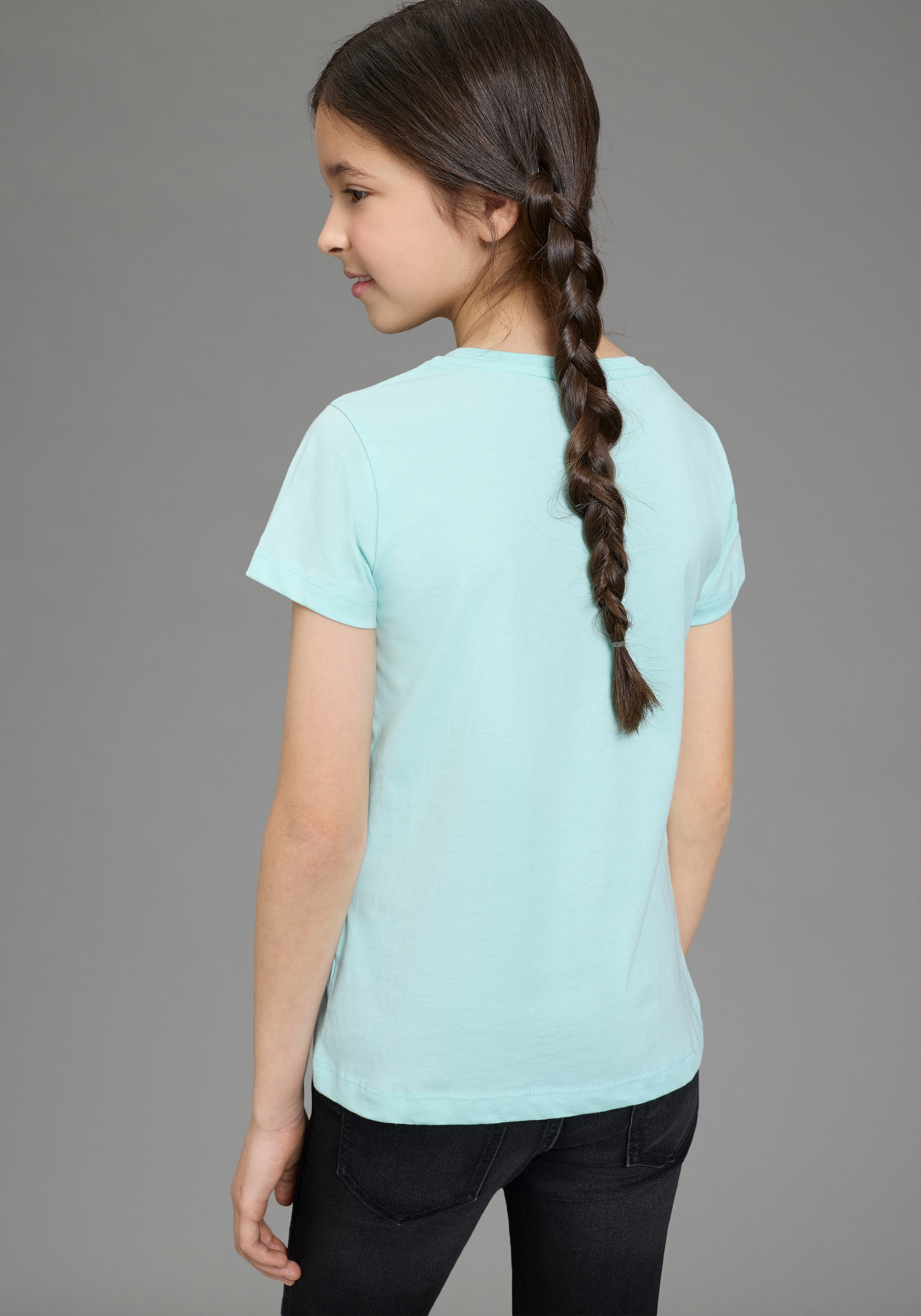 KIDSWORLD T-Shirt »mit Wendepailletten« Kurzarm,  Basic-Passform,  mit Pailletten,  bedruckt