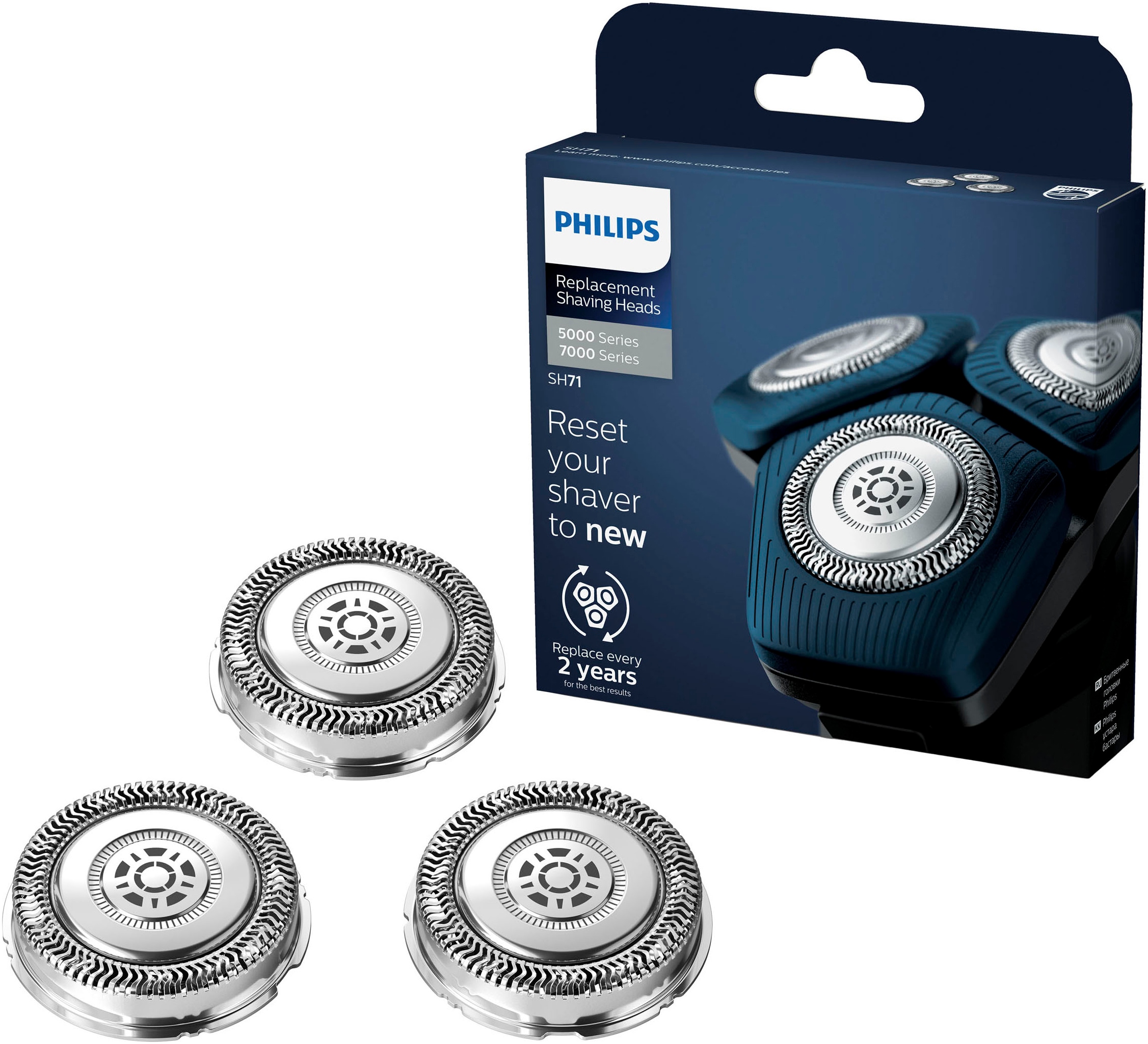 PHILIPS Ersatzscherköpfe "SH71/50", silber, Scherköpfe, kompatibel mit Series 7000 und abgewinkelten Modellen der Series 5000