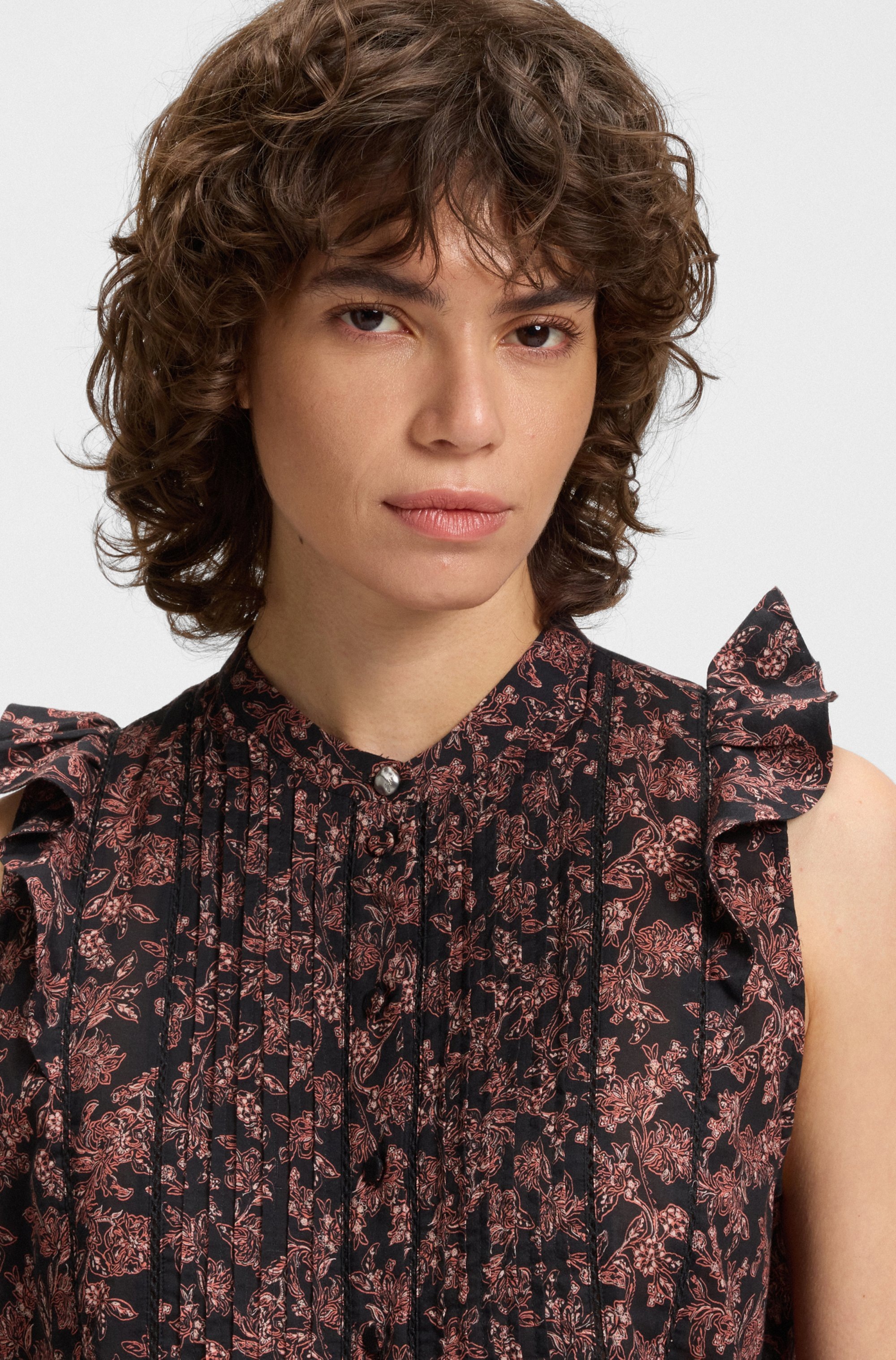 BOSS ORANGE Klassische Bluse "C Bantiana", mit Ajour Details, Stehkragen günstig online kaufen