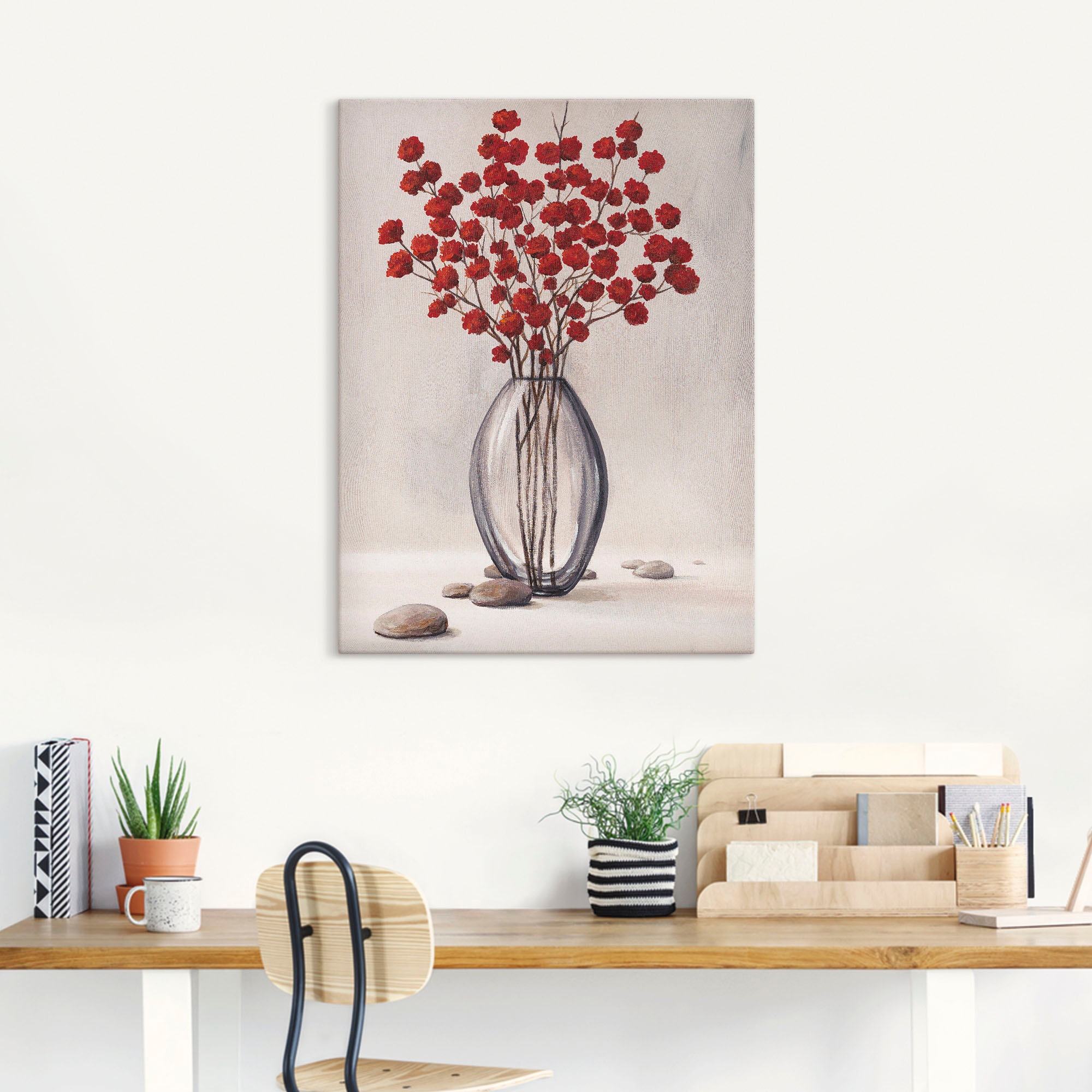 Artland Leinwandbild »Dekorative rote Herbstblumen«, Blumenbilder, (1 St.), auf Keilrahmen gespannt