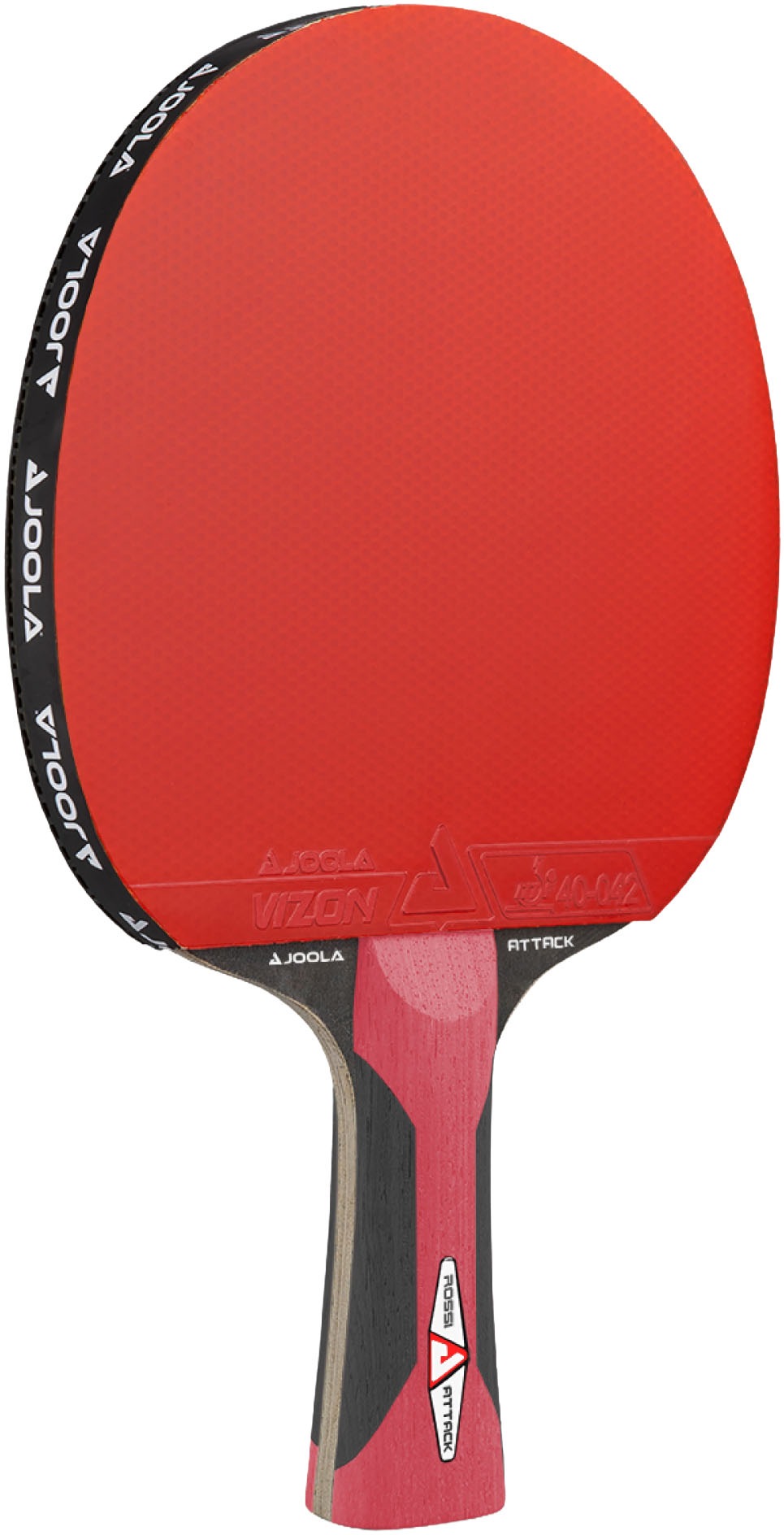 "Tischtennisschläger JOOLA ""Rosskopf Attack"", rot (rot, schwarz), TischtennisschlägerB:154mm L:256mm T:14mm, B:154mm L:256mm T:14mm"