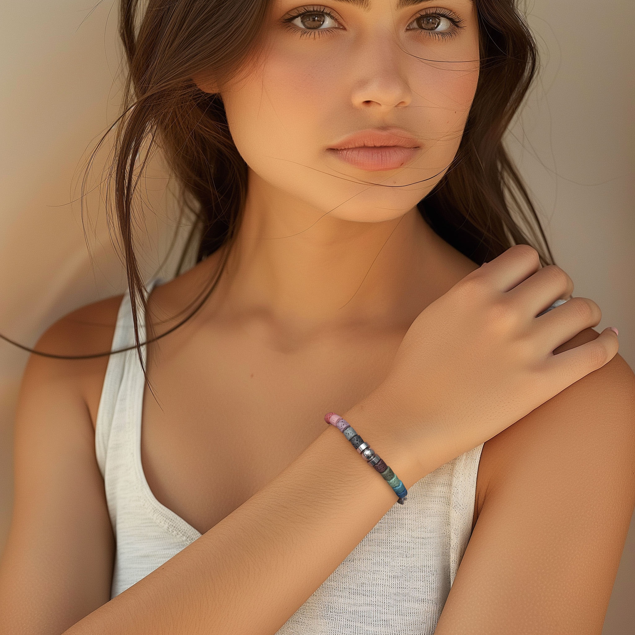 Firetti Armband »Schmuck Geschenk Edelstahl Armschmuck Ankerkettengliederung«, mit Lavastein