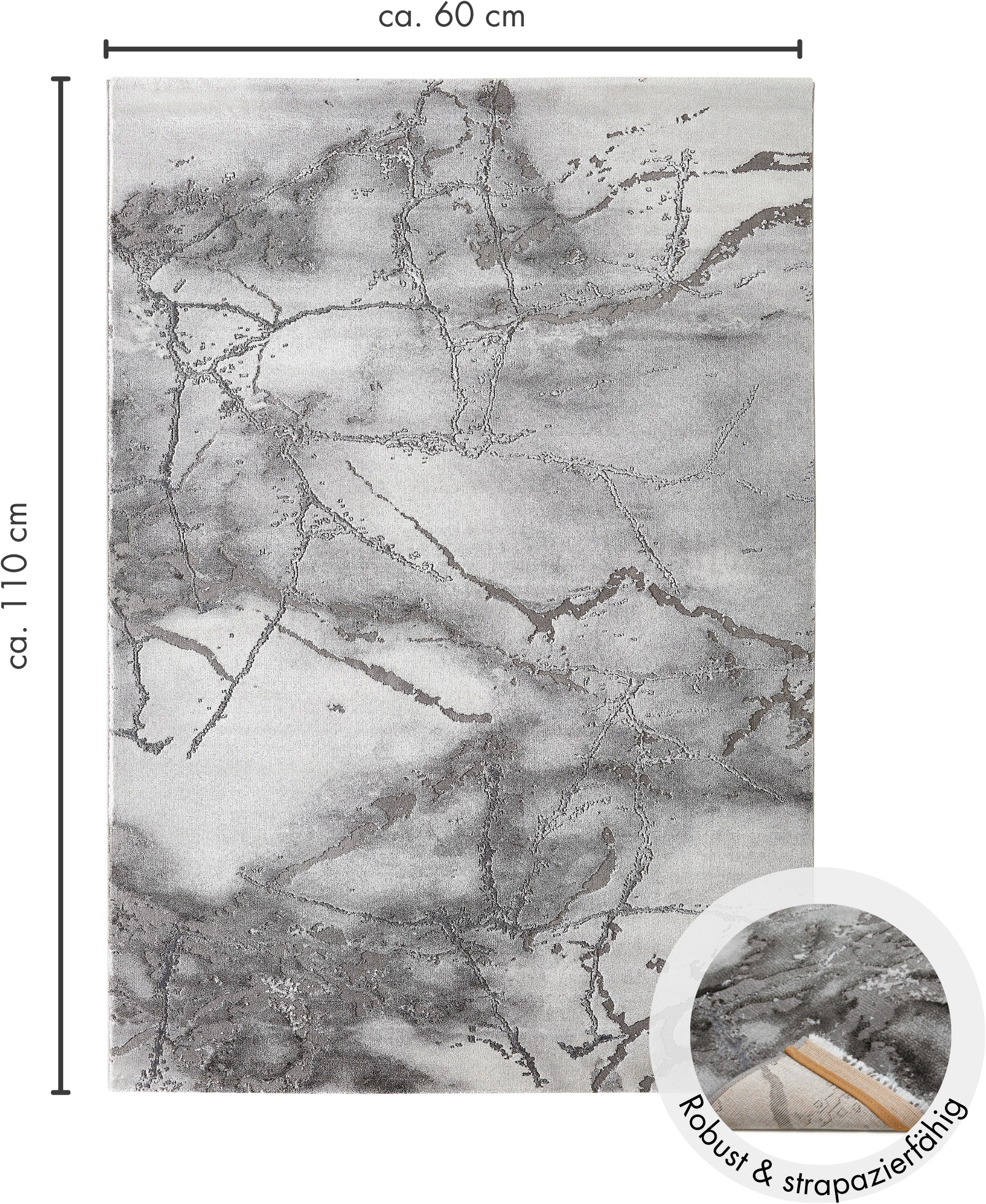 LUXOR living Teppich »Phoenix«, rechteckig, 17 mm Höhe, modernes Marmor Design, Hoch-Tief Effekt, Seidenoptik, Wohnzimmer