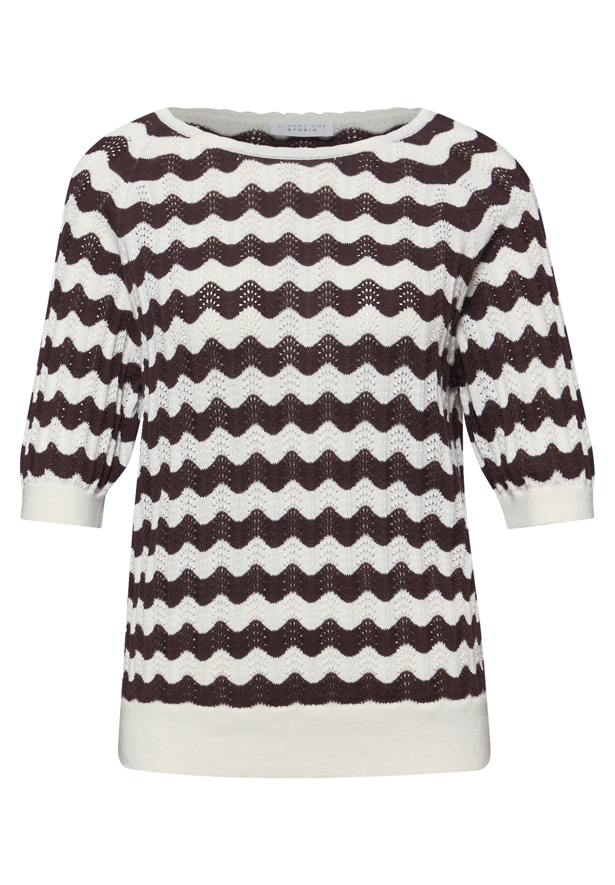 STREET ONE STUDIO Rundhalspullover mit Strick-Detail