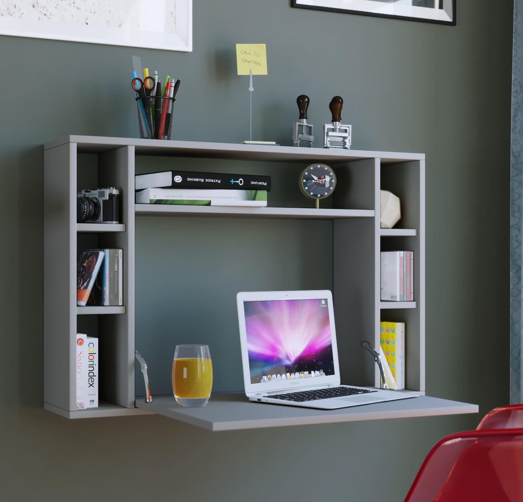 VCM Wandila Wall Desk Gray 2