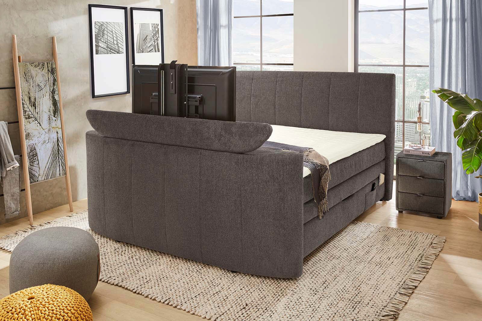 Jockenhöfer Gruppe "Bel Air erhältlich in der Größe 180x200cm" mit versenkbarem TV-Lift und Fernbedienung, Bettkasten/Stauraum
