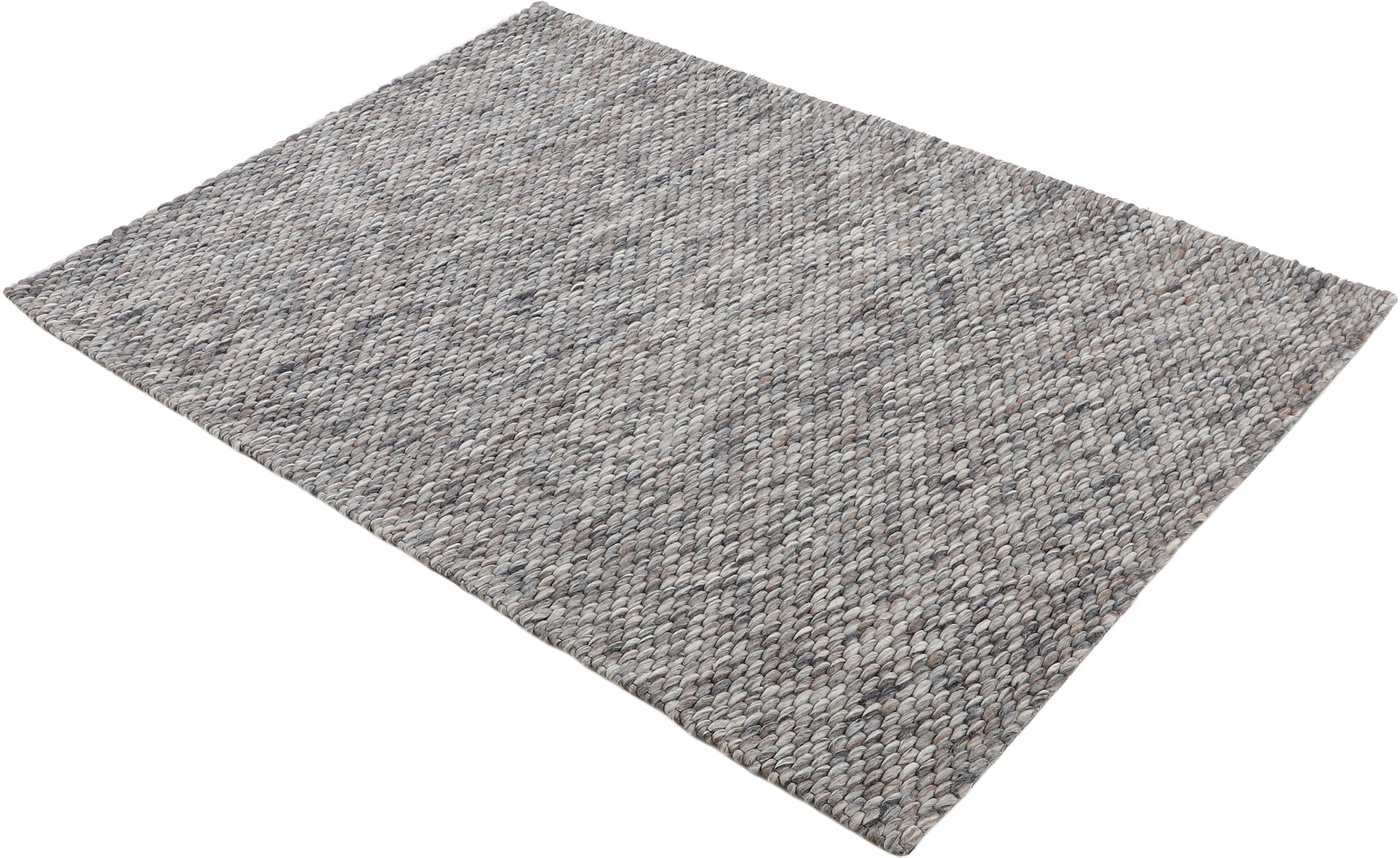 Wollteppich CARPETFINE "Sina, auch als Läufer", grau (dunkelgrau), B:160cm H:14mm L:230cm, Wolle, Teppiche, Handweb Teppich, reine Wolle, meliert, handgewebt, weich & kuschelig 2
