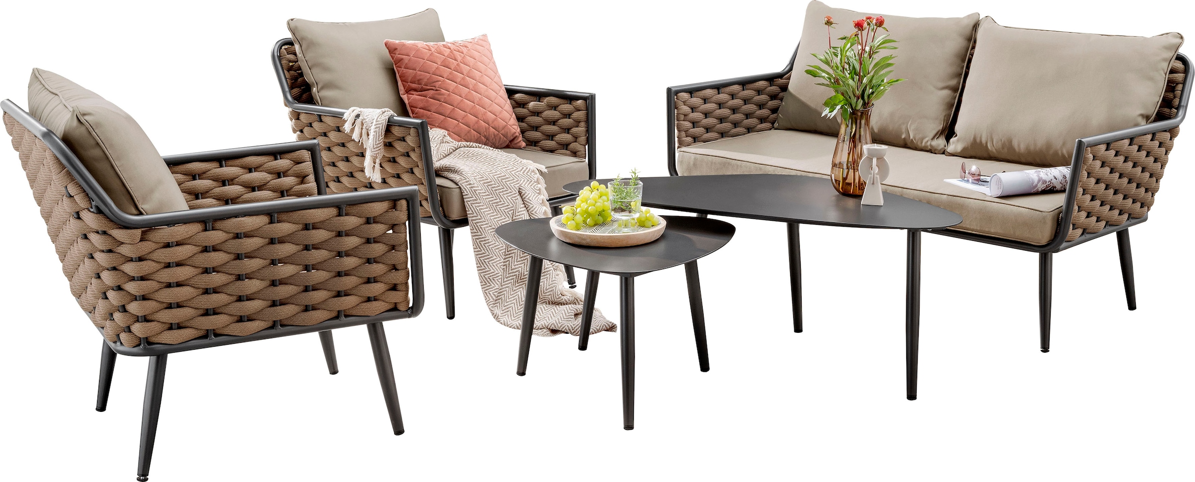 Destiny Gartenlounge-Set »RAVENNA«, (Set, Aluminium, BAUR 1 tlg.), 12 2 Tische und Sofa, 60x60x40 cm 109x60x45 cm 2 | Sessel
