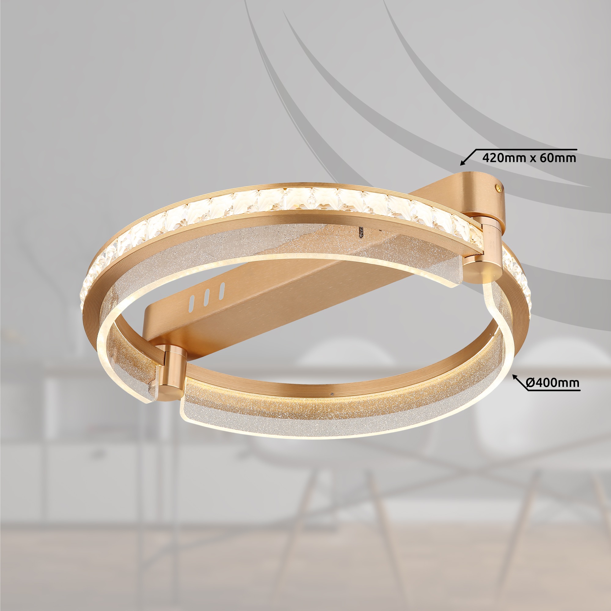 GLOBO LIGHTING Deckenleuchte »BLONDIE« LED-Modul 1 Stk. Deckenleuchte Gold/Kristalle, Acryl klar, dimmbar, LED 36W
