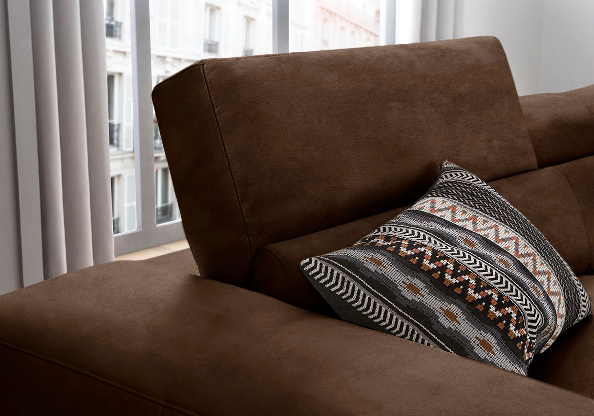 W.SCHILLIG Ecksofa »piedroo, Designsofa mit tollem Sitzkomfort, bequem, L-Form«, Kopfteilverstellung, wahlweise mit Sitztiefenverstellung, Breite 343cm