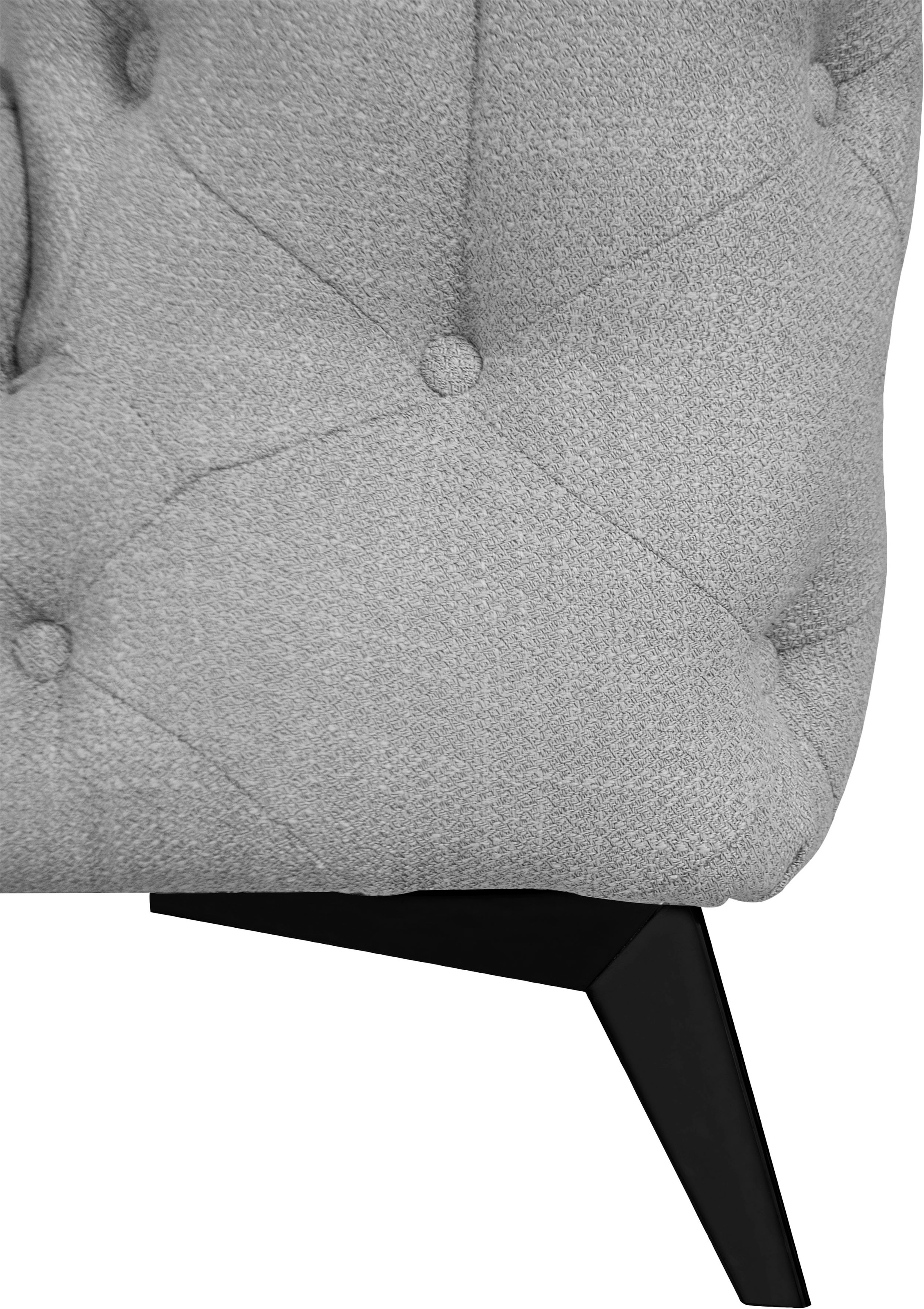 Leonique Chesterfield-Sofa »Ecksofa GLYNIS L-Form mit Wellenunterfederung, Maße B/T/H 264/264/75cm«, aufwändige Knopfheftung, moderne Chesterfield Optik, Fußfarbe wählbar